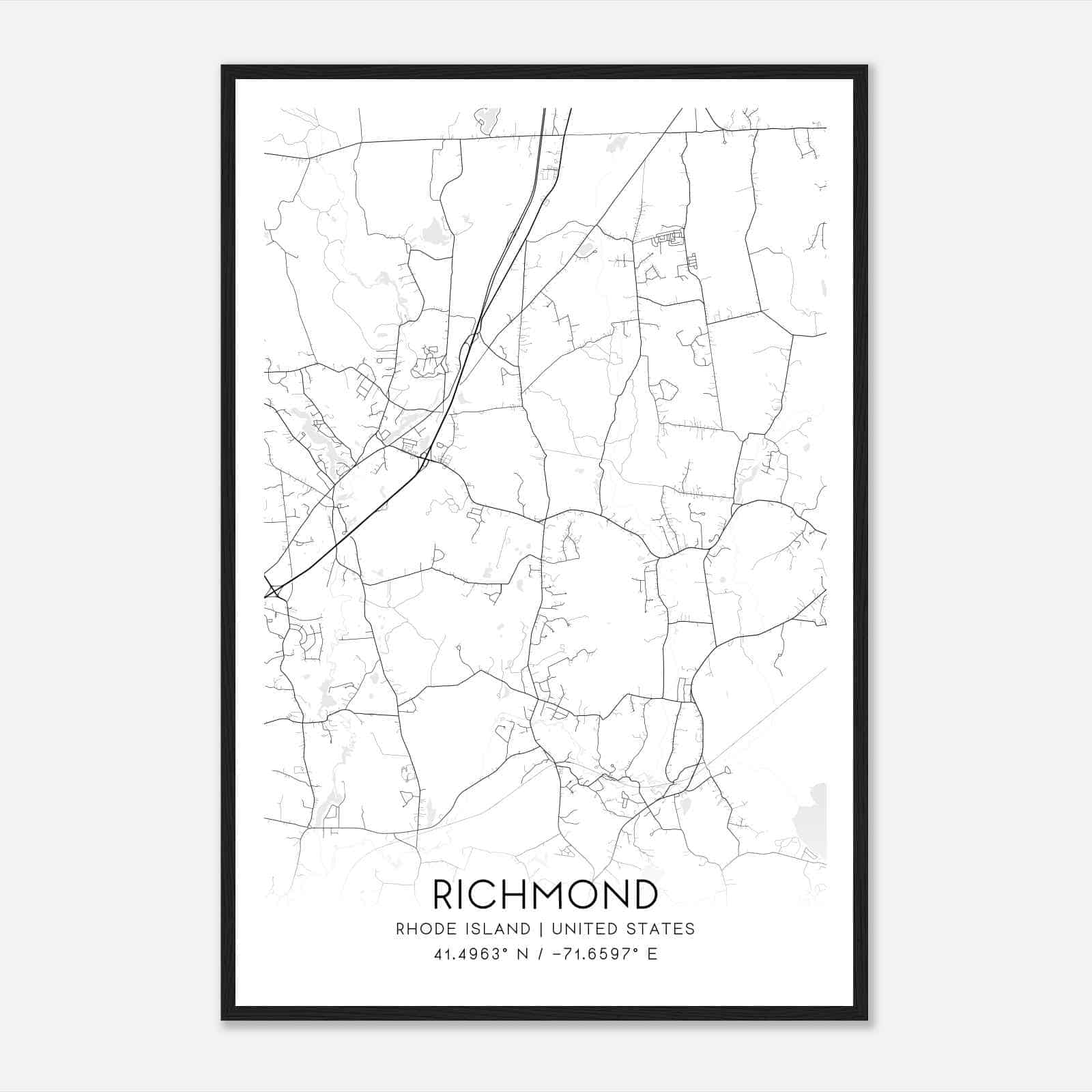 Richmond Rhode Island Map Poster, Modern Home Decor Wall Art Print