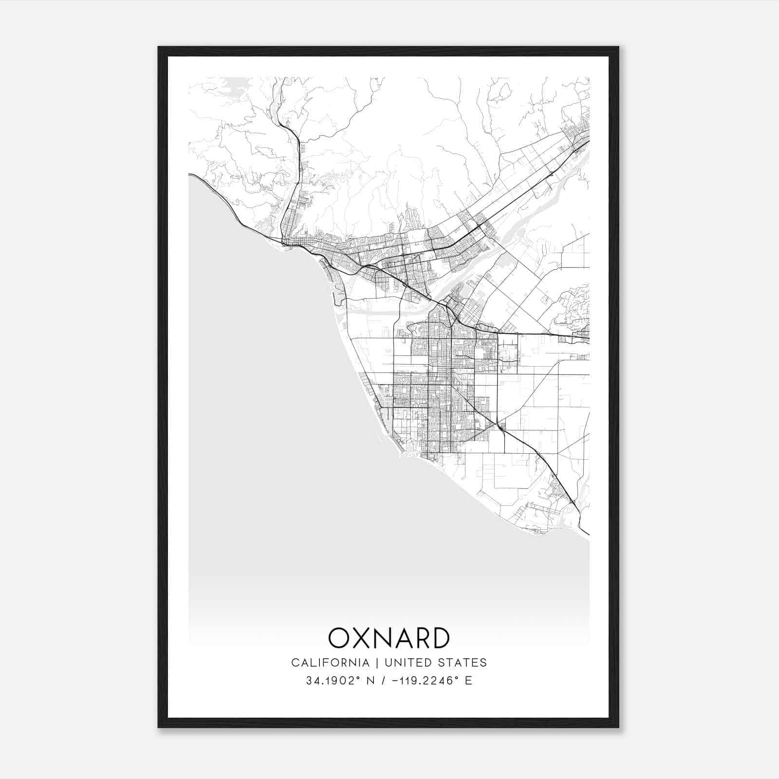 Oxnard California Map Poster, Modern Home Decor Wall Art Print Oxnard California Map Poster, Modern Home Decor Wall Art Print
