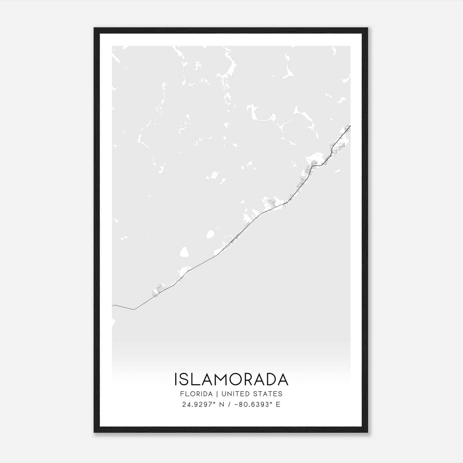 Islamorada Florida Map Poster, Modern Home Decor Wall Art Print