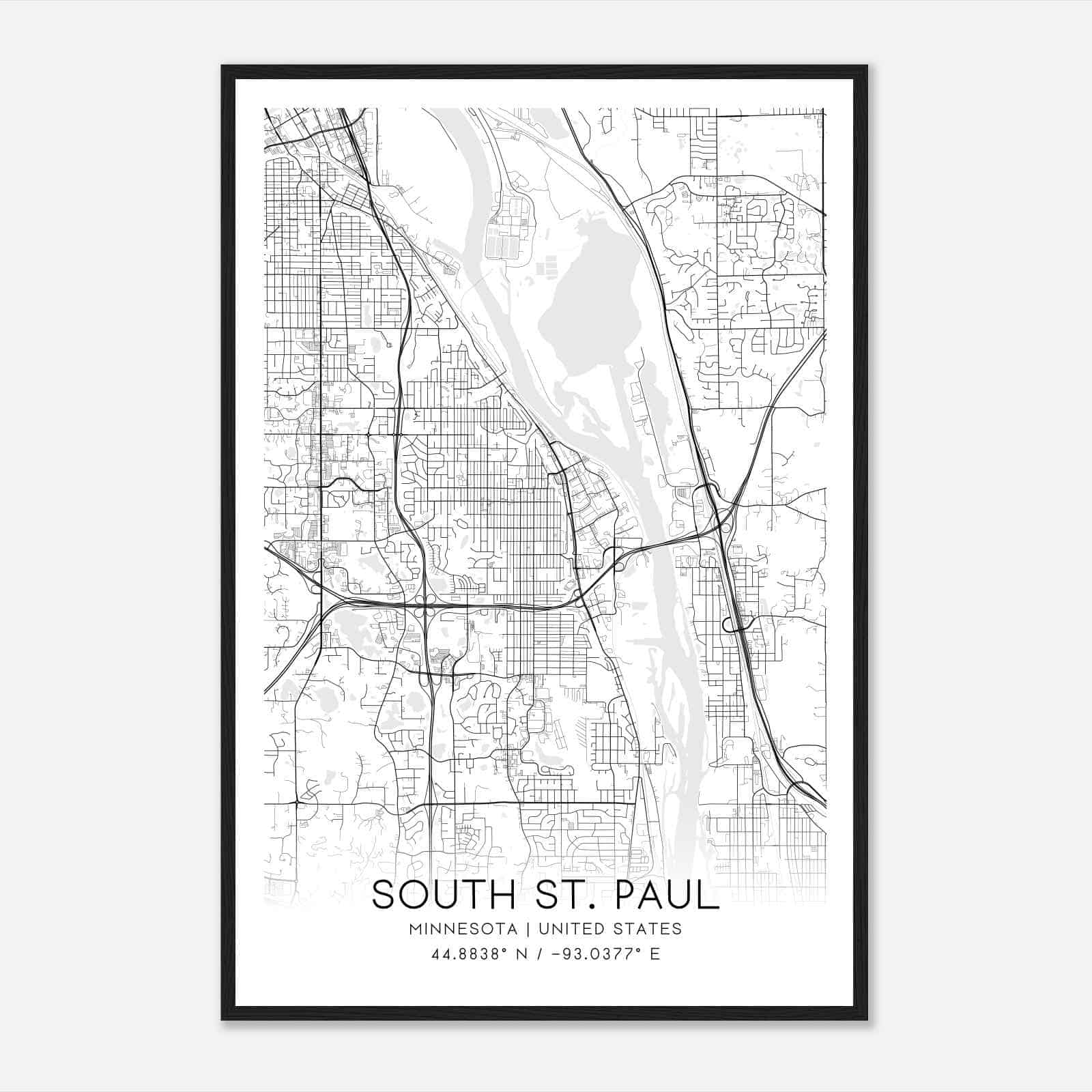 South St. Paul Minnesota Map Poster, Modern Home Decor Wall Art Print