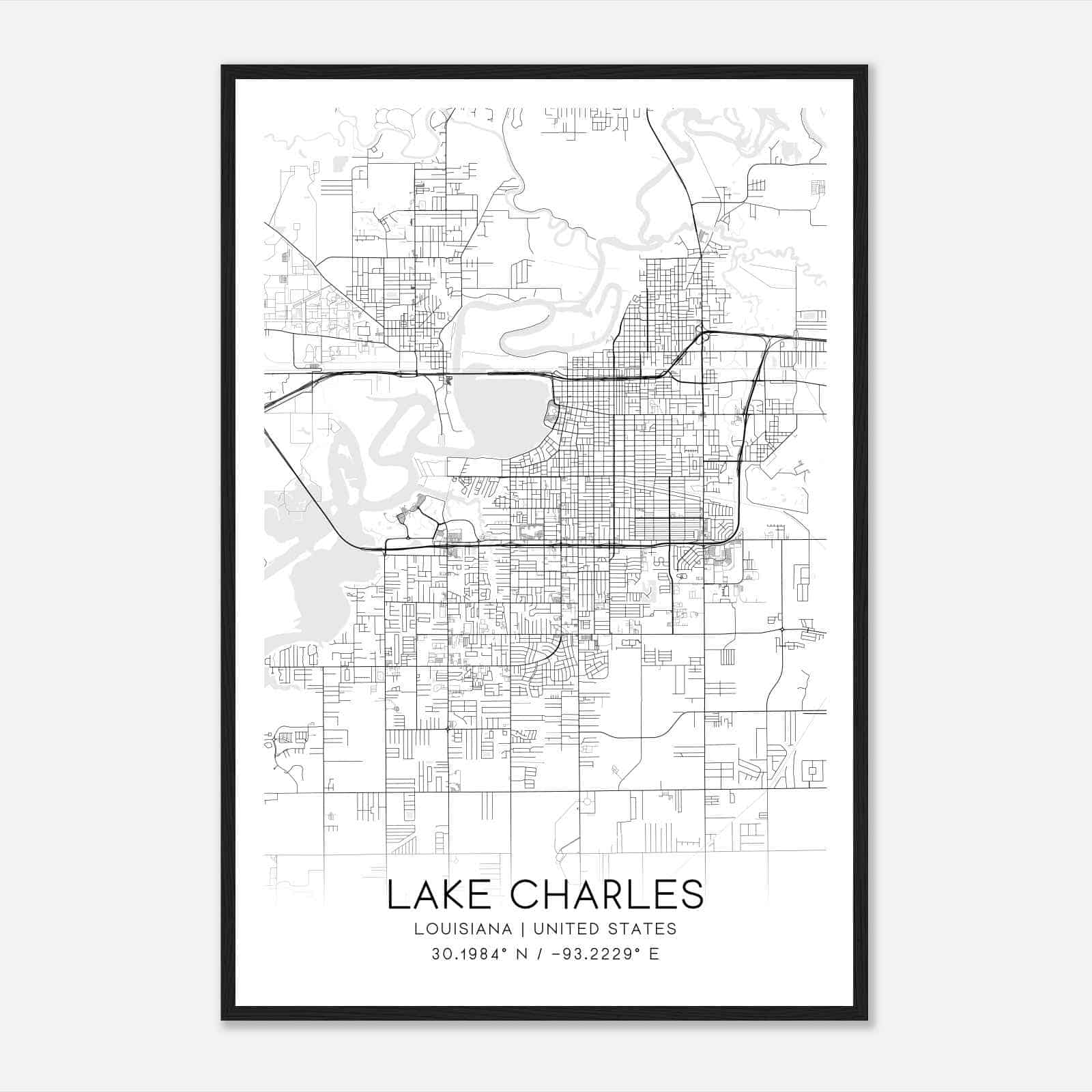 Lake Charles Louisiana Map Poster, Modern Home Decor Wall Art Print Lake Charles Louisiana Map Poster, Modern Home Decor Wall Art Print