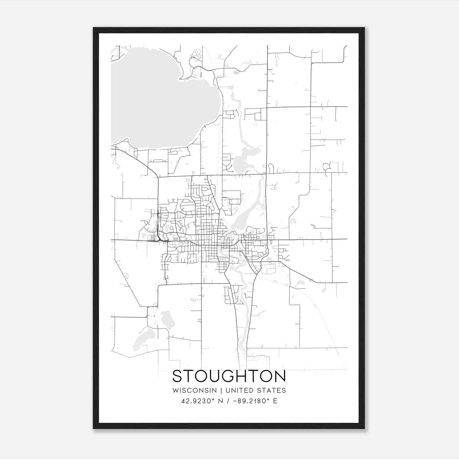Stoughton Wisconsin Map Poster, Modern Home Decor Wall Art Print