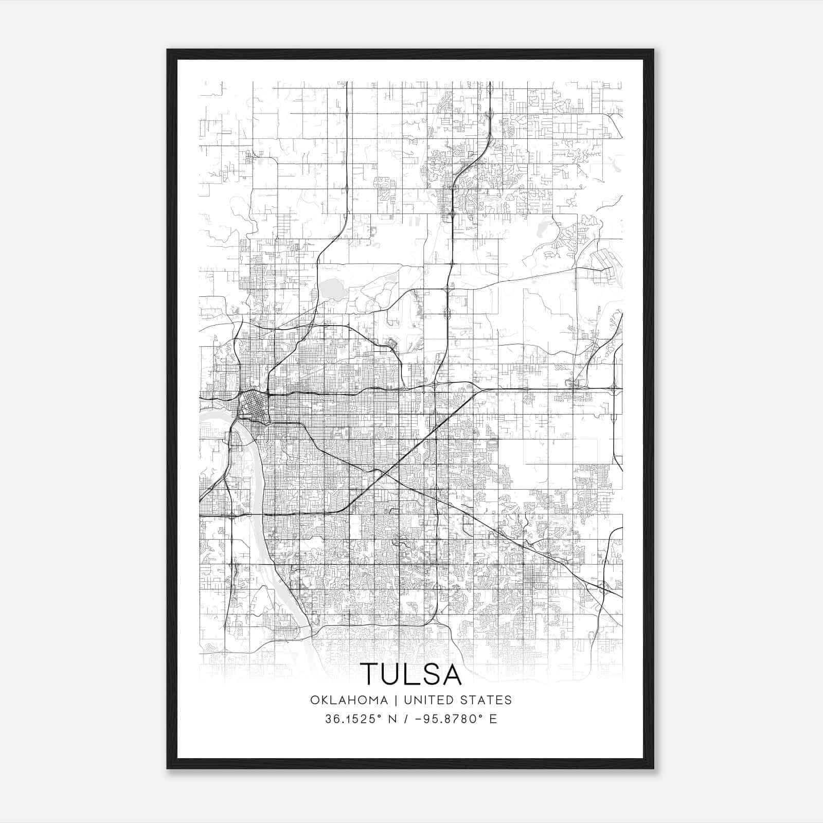 Tulsa Oklahoma Map Poster, Modern Home Decor Wall Art Print
