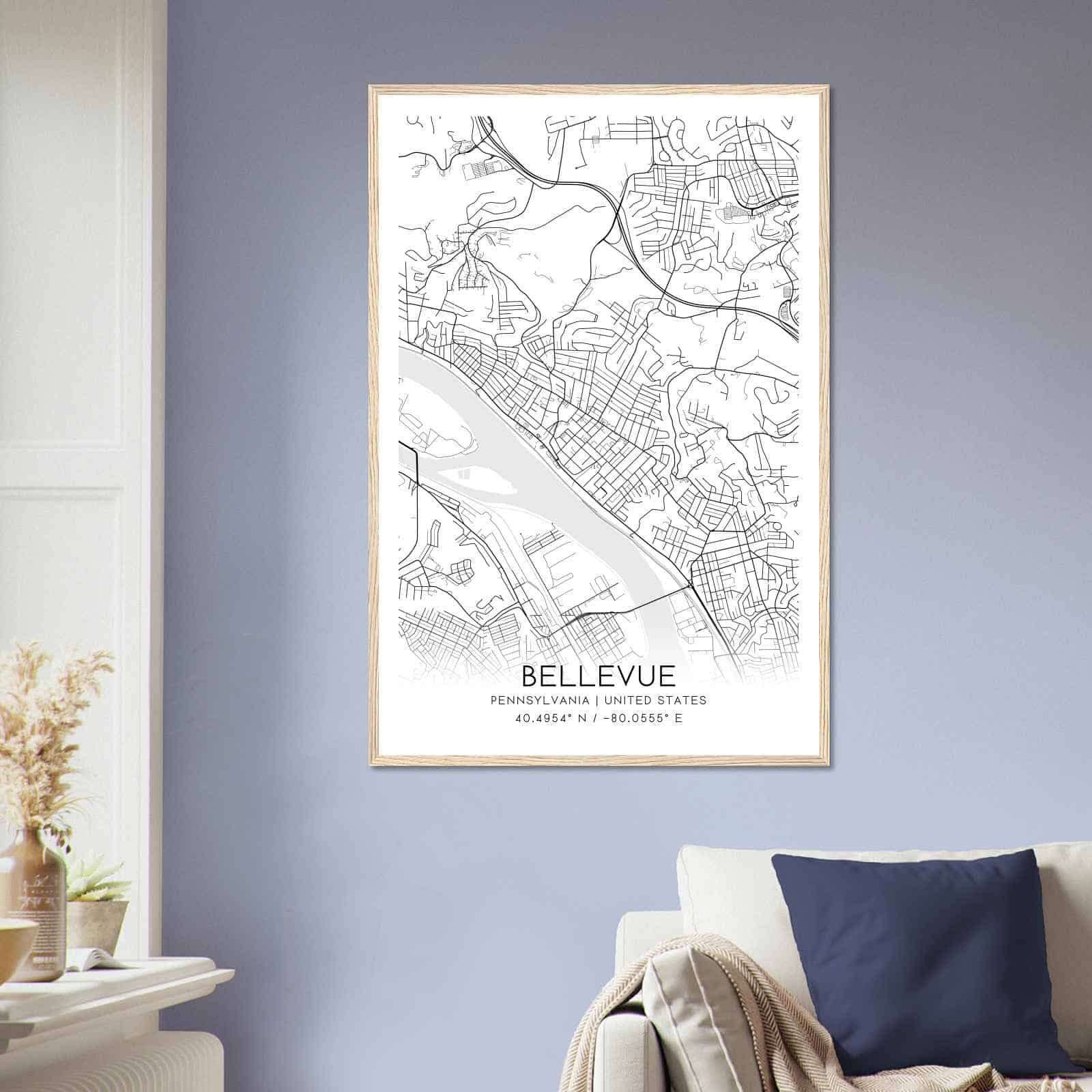 Deerfield Kansas Map Poster, Modern Home Decor Wall Art Print (Copy)