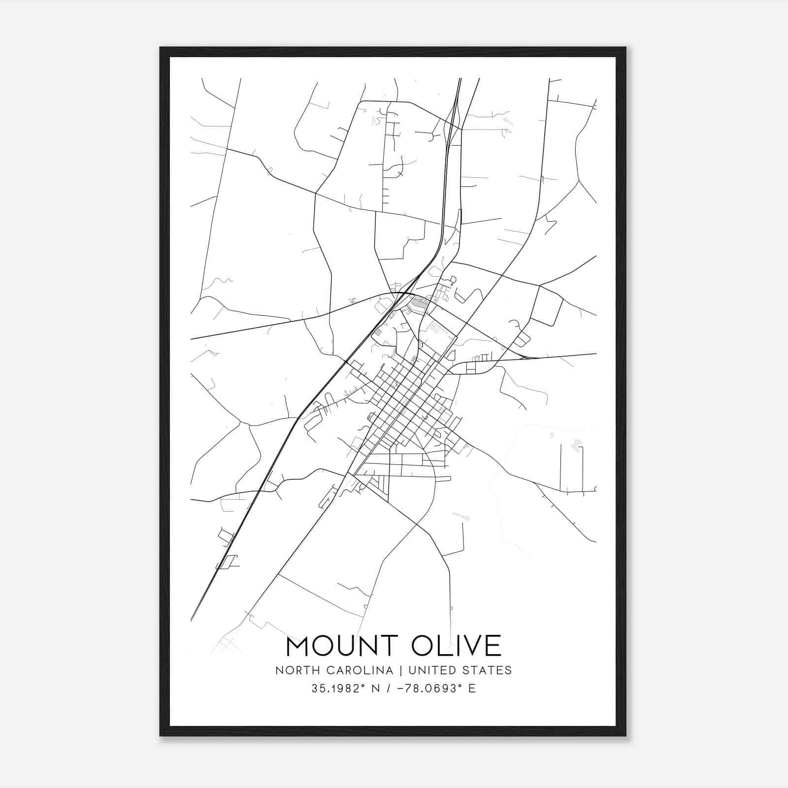 Mount Olive North Carolina Map Poster, Modern Home Decor Wall Art Print Mount Olive North Carolina Map Poster, Modern Home Decor Wall Art Print