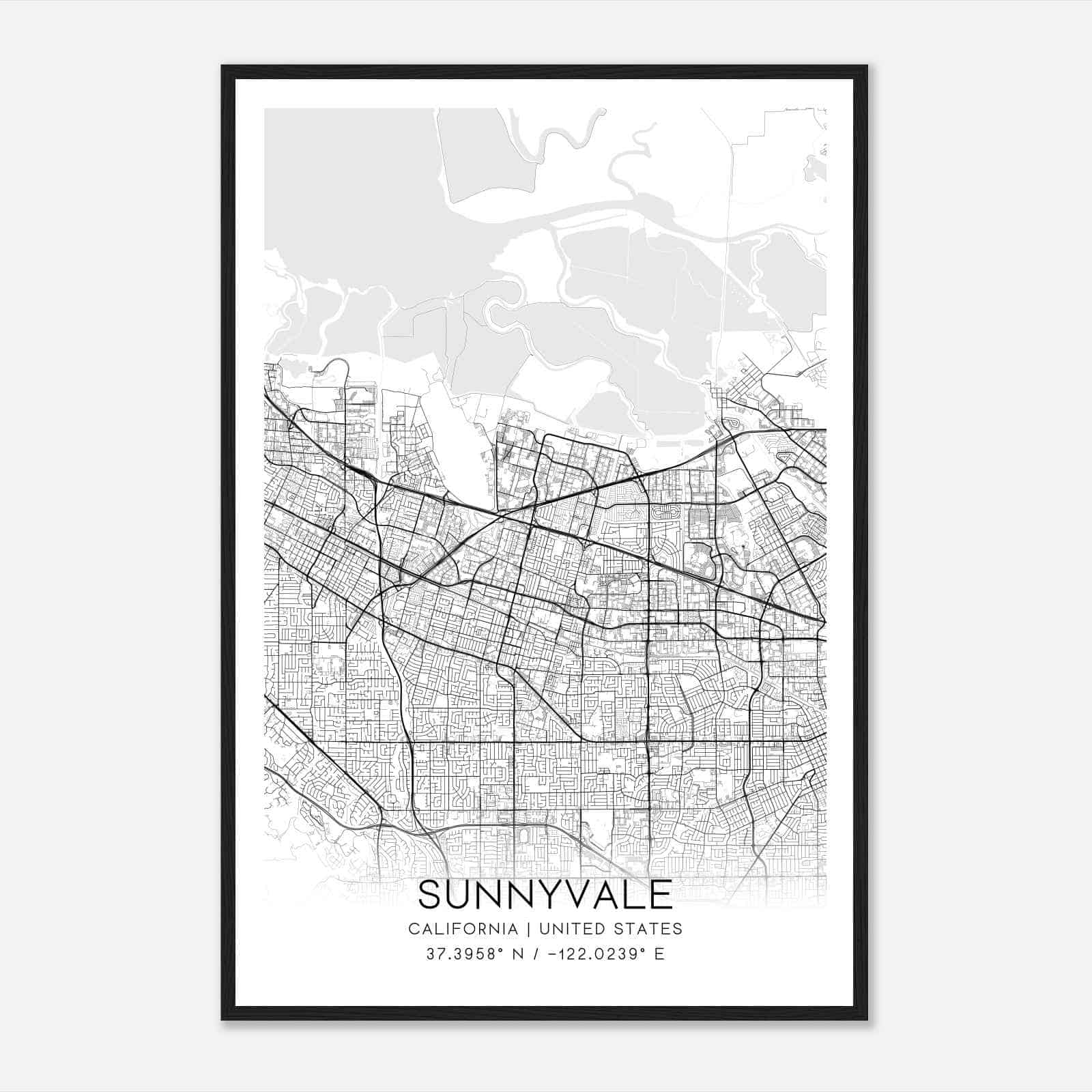 Sunnyvale California Map Poster, Modern Home Decor Wall Art Print Sunnyvale California Map Poster, Modern Home Decor Wall Art Print