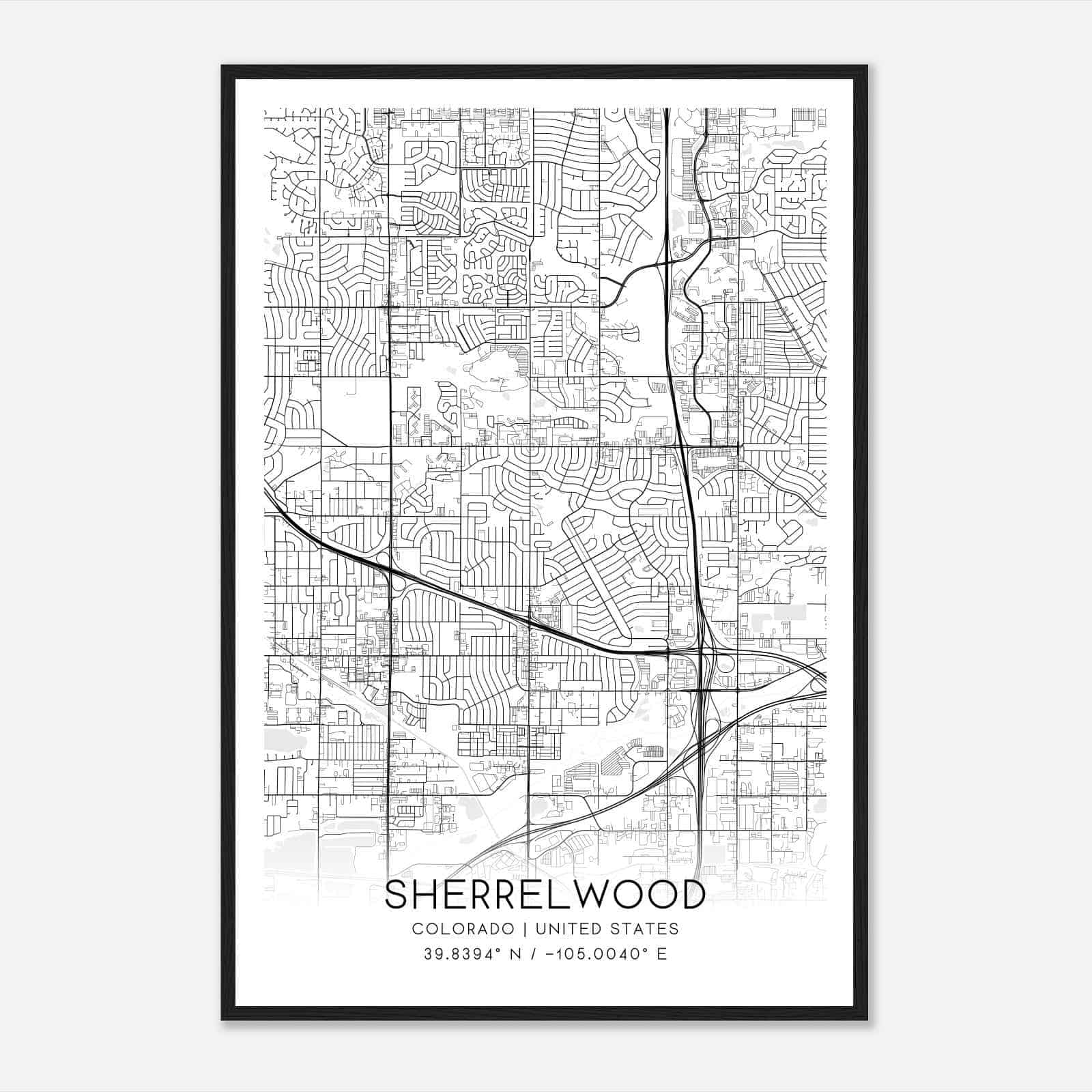 Sherrelwood Colorado Map Poster, Modern Home Decor Wall Art Print