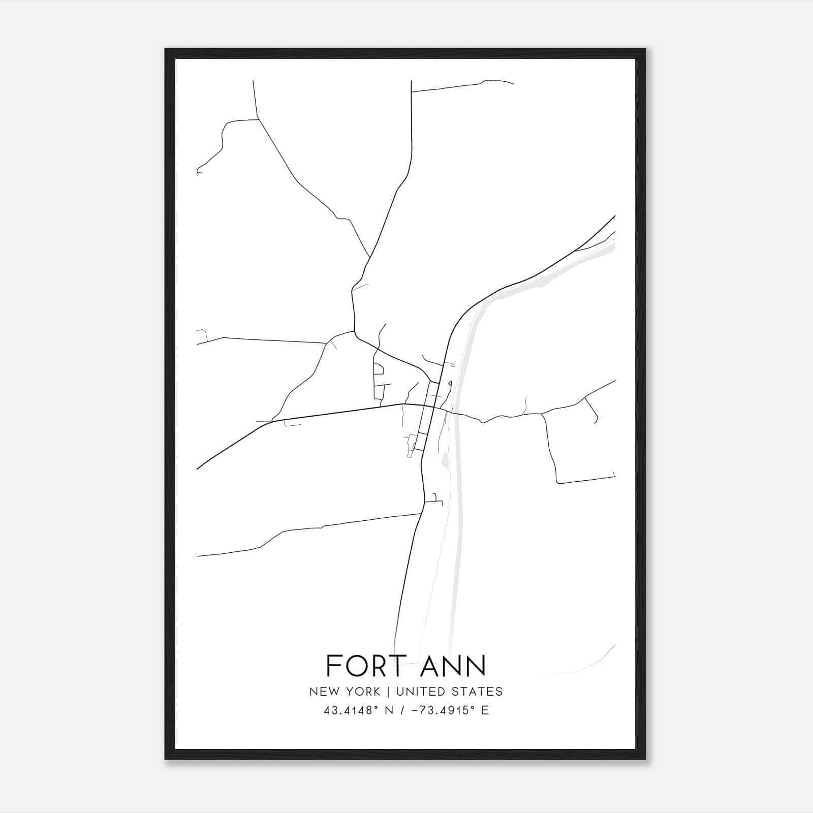 Fort Ann New York Map Poster, Modern Home Decor Wall Art Print