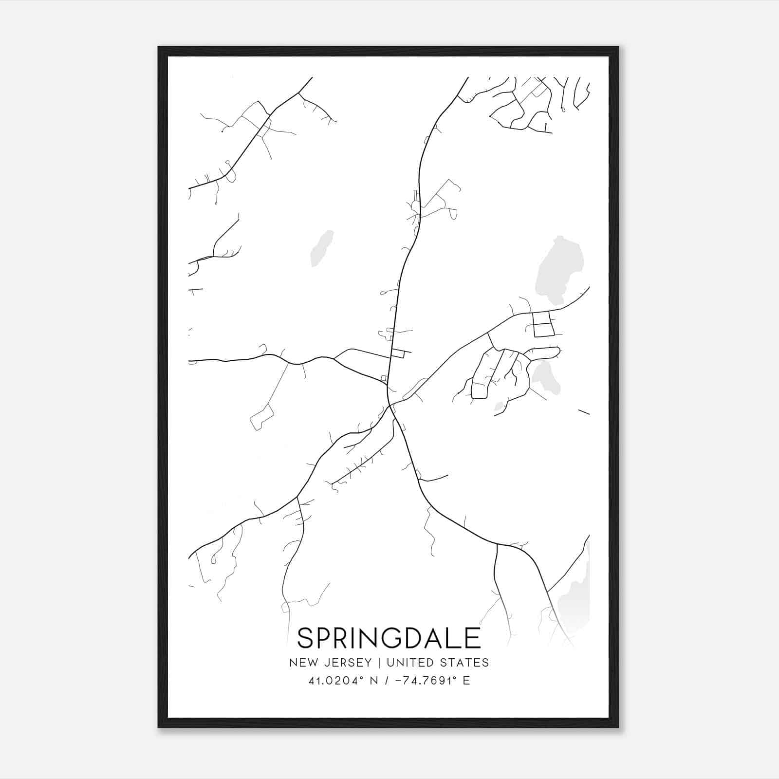 Springdale New Jersey Map Poster, Modern Home Decor Wall Art Print