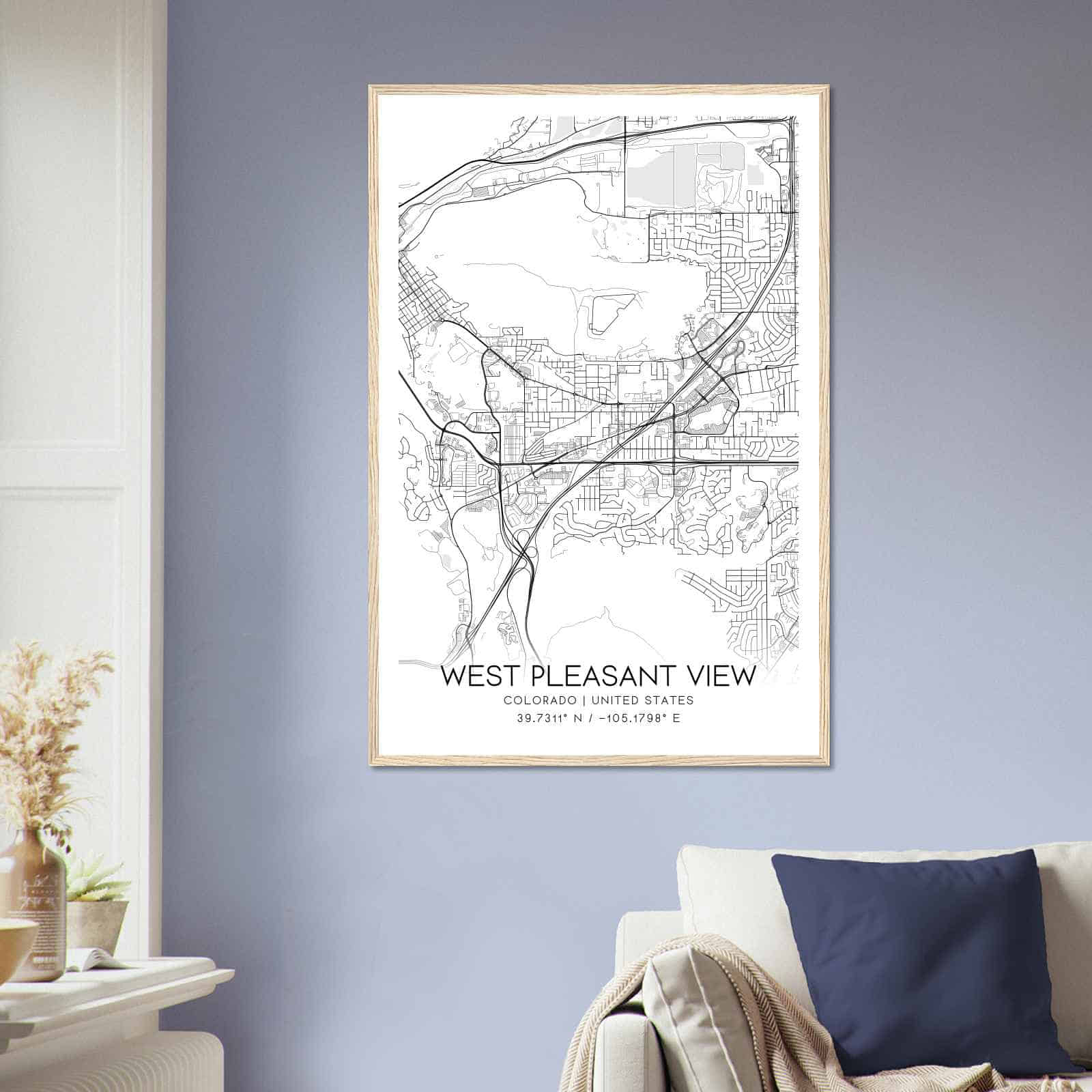 Deerfield Kansas Map Poster, Modern Home Decor Wall Art Print (Copy)