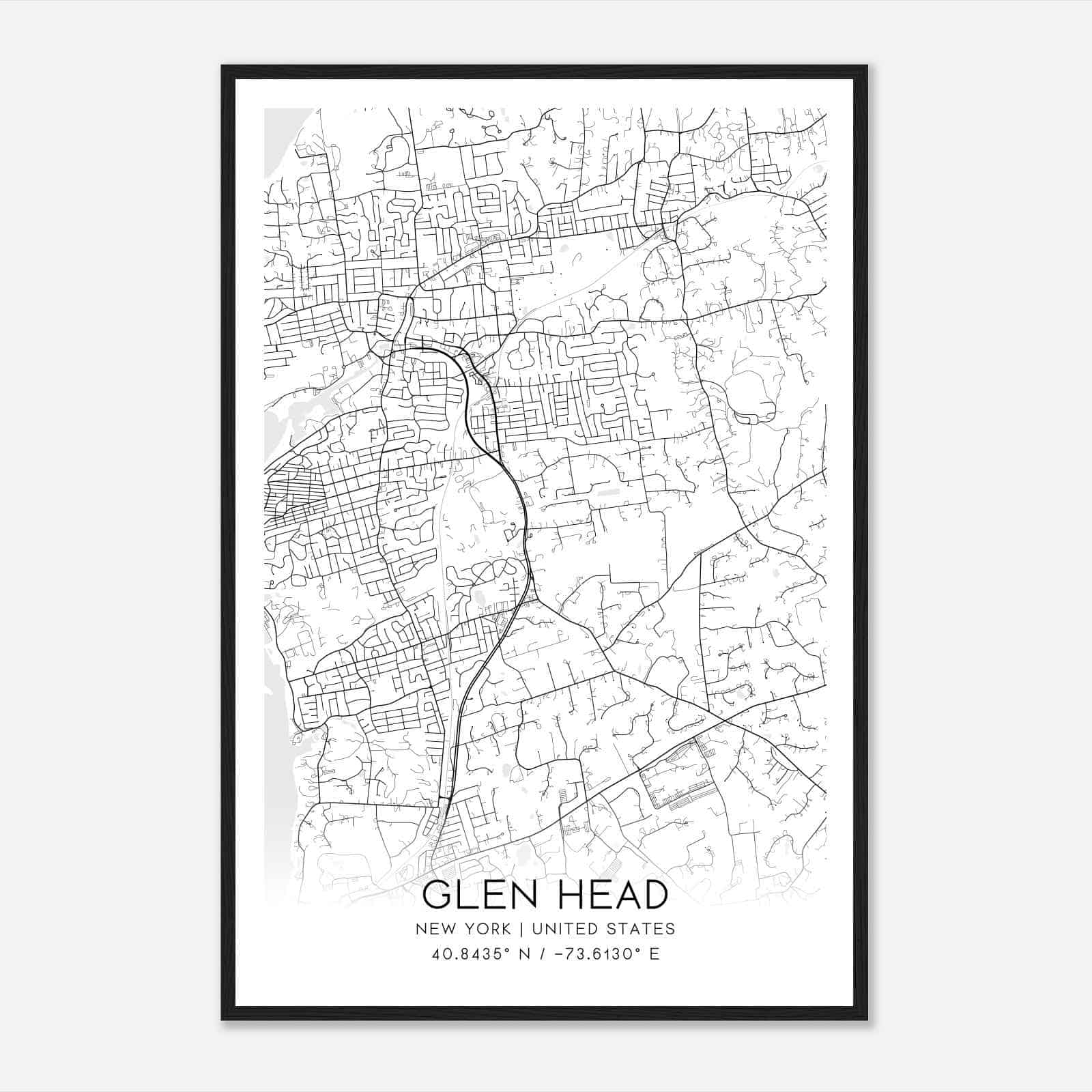 Glen Head New York Map Poster, Modern Home Decor Wall Art Print