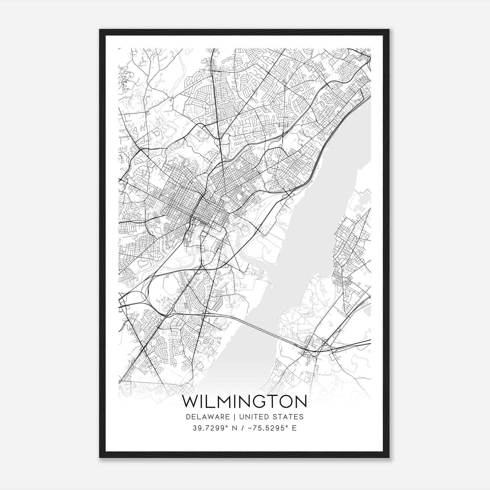 Wilmington Delaware Map Poster, Modern Home Decor Wall Art Print