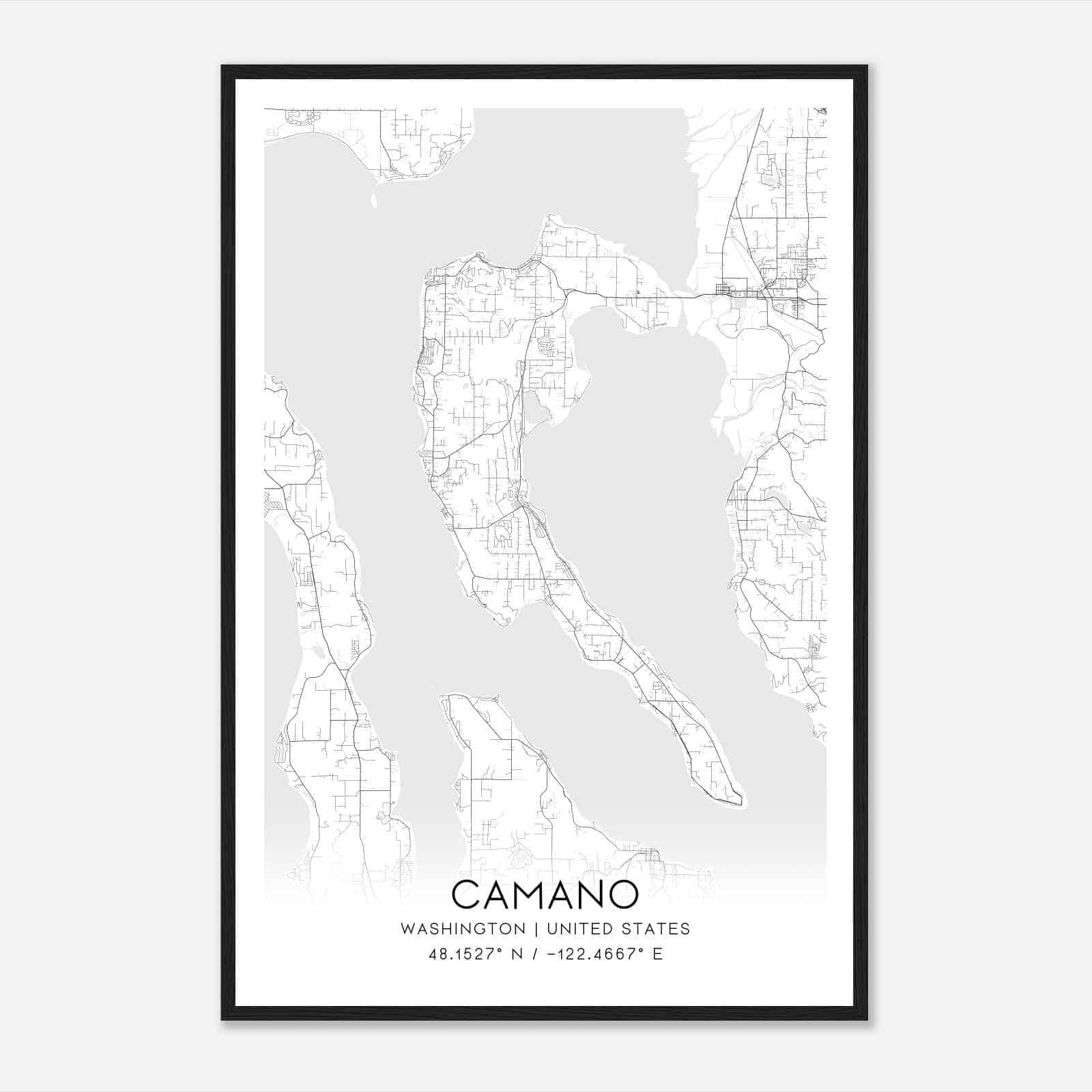 Camano Washington Map Poster, Modern Home Decor Wall Art Print