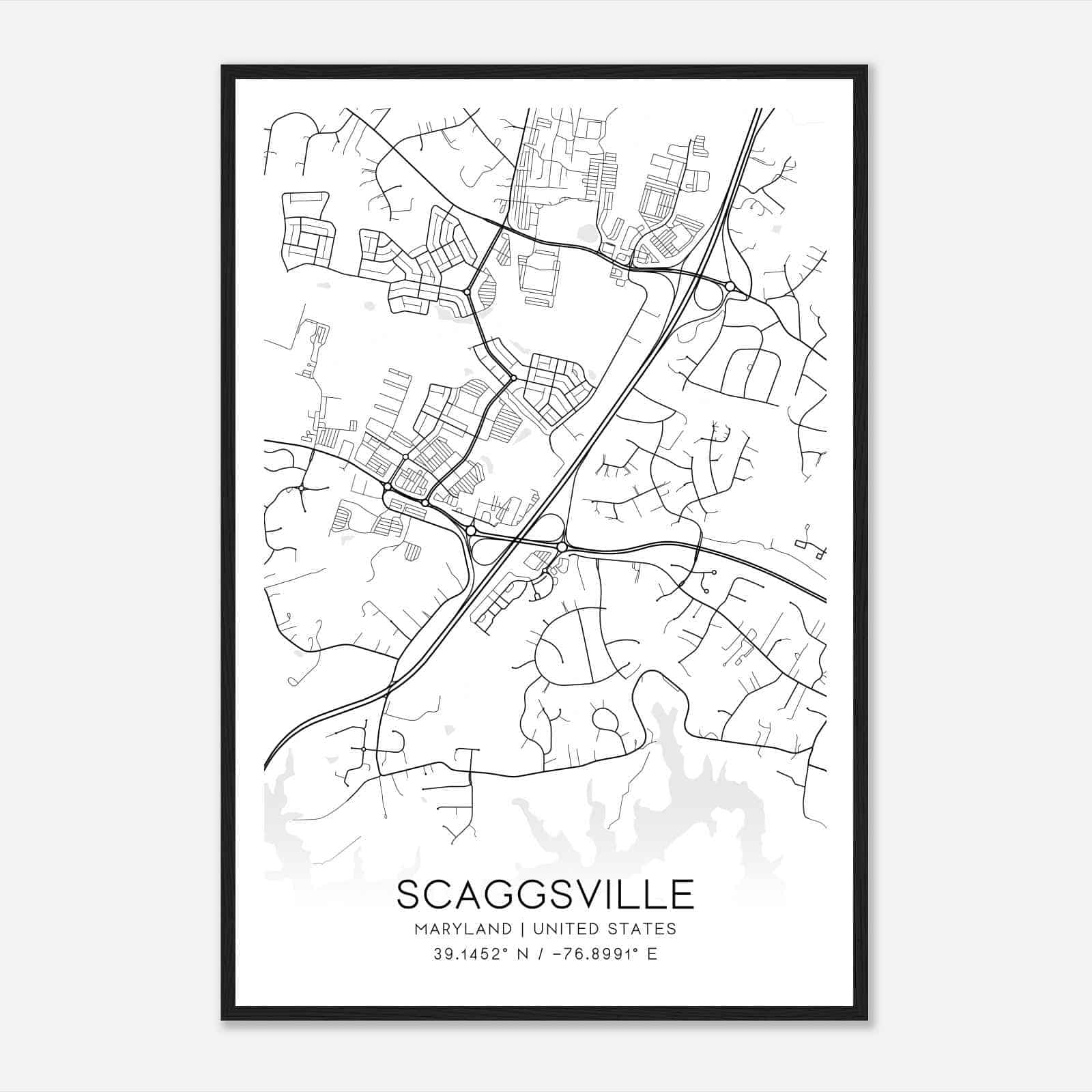 Scaggsville Maryland Map Poster, Modern Home Decor Wall Art Print