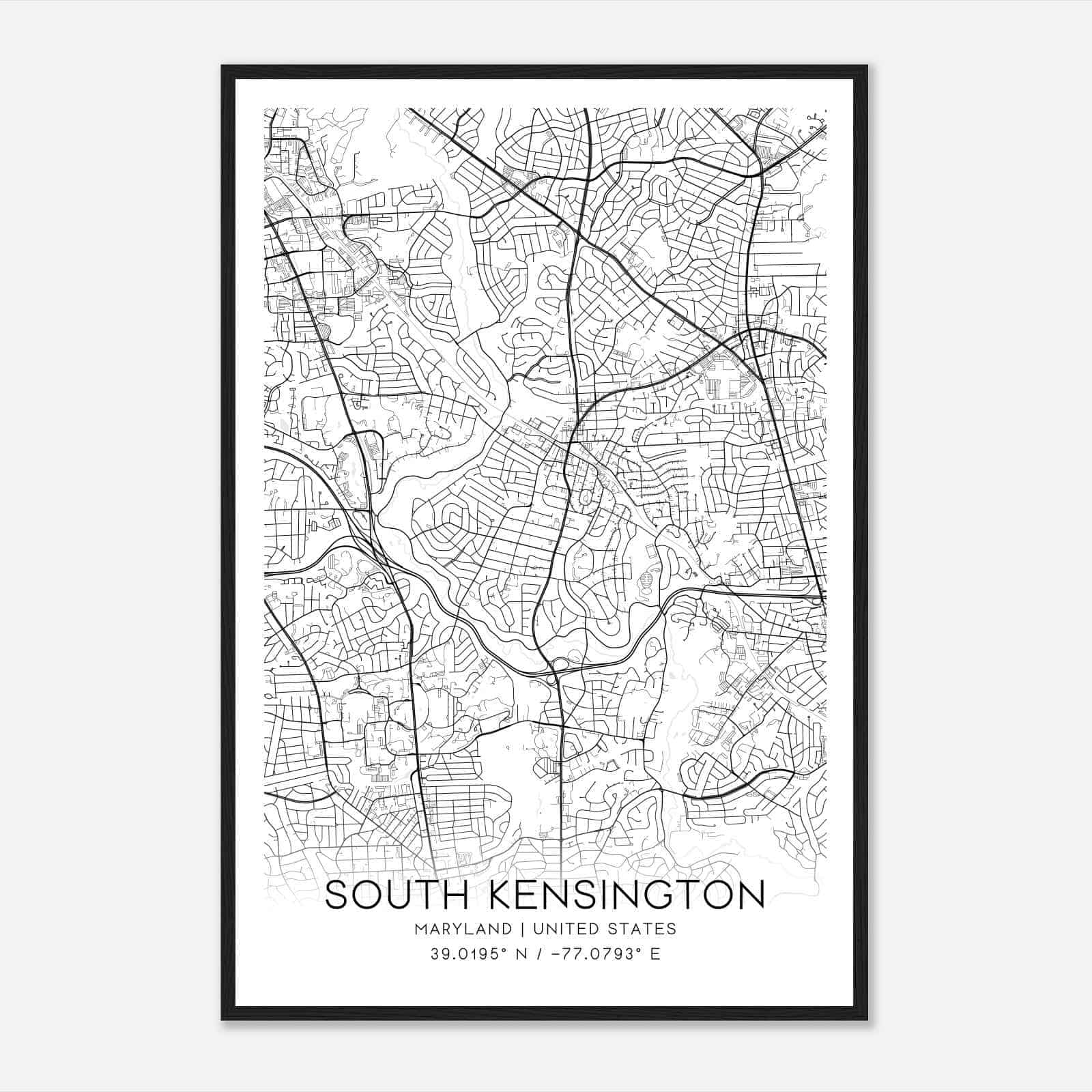 South Kensington Maryland Map Poster, Modern Home Decor Wall Art Print