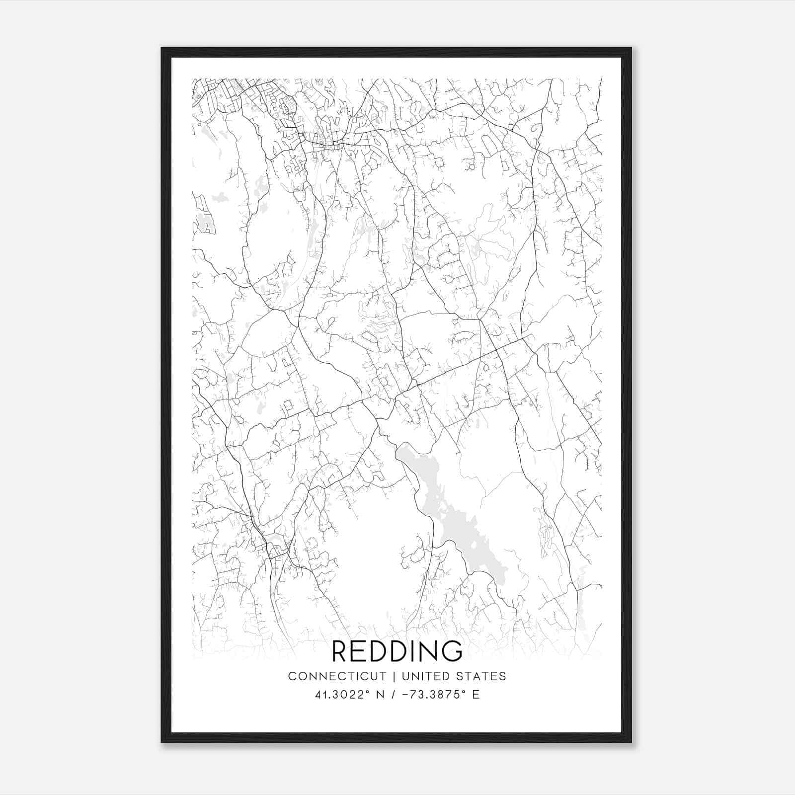 Redding Connecticut Map Poster, Modern Home Decor Wall Art Print