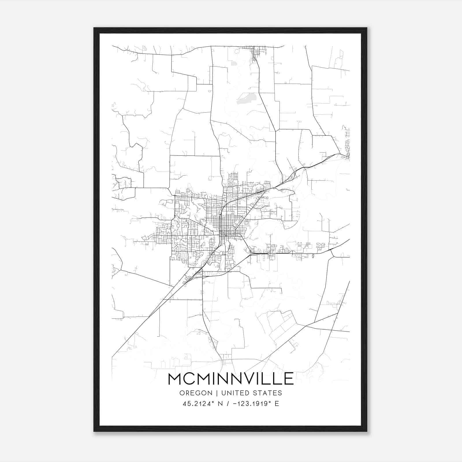 McMinnville Oregon Map Poster, Modern Home Decor Wall Art Print