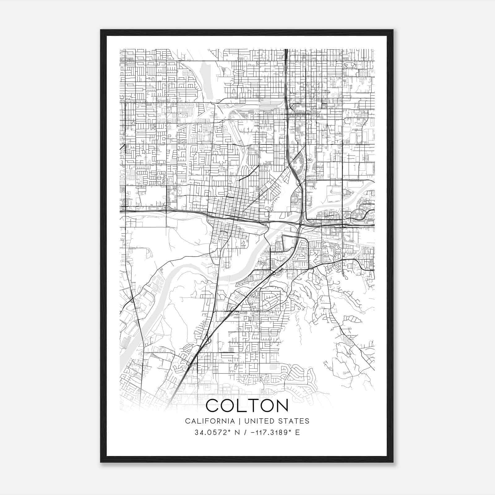 Colton California Map Poster, Modern Home Decor Wall Art Print