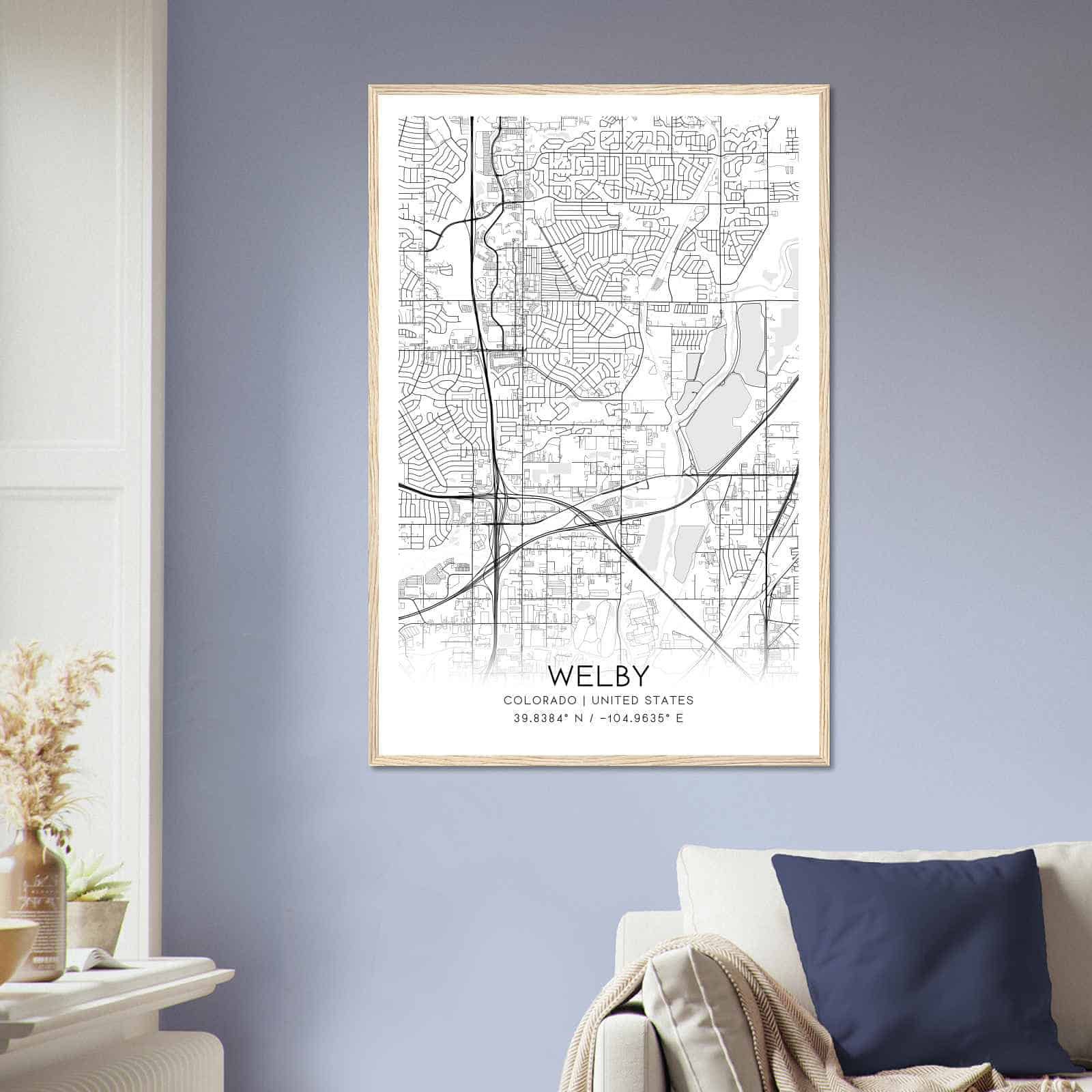 Welby Colorado Map Poster, Modern Home Decor Wall Art Print - Custom ...