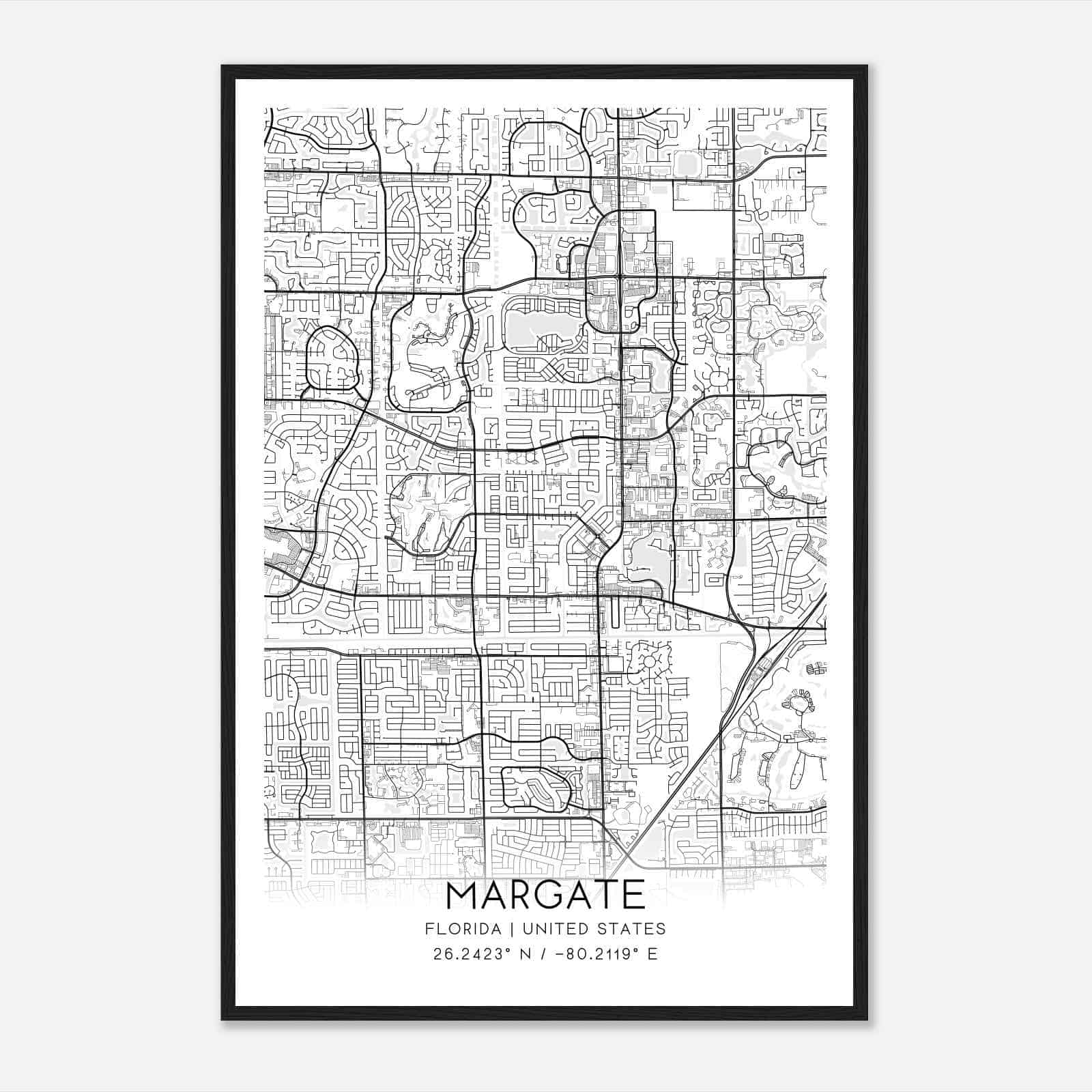 Margate Florida Map Poster Modern - 9b37793825970716a826a447c8a1d75d