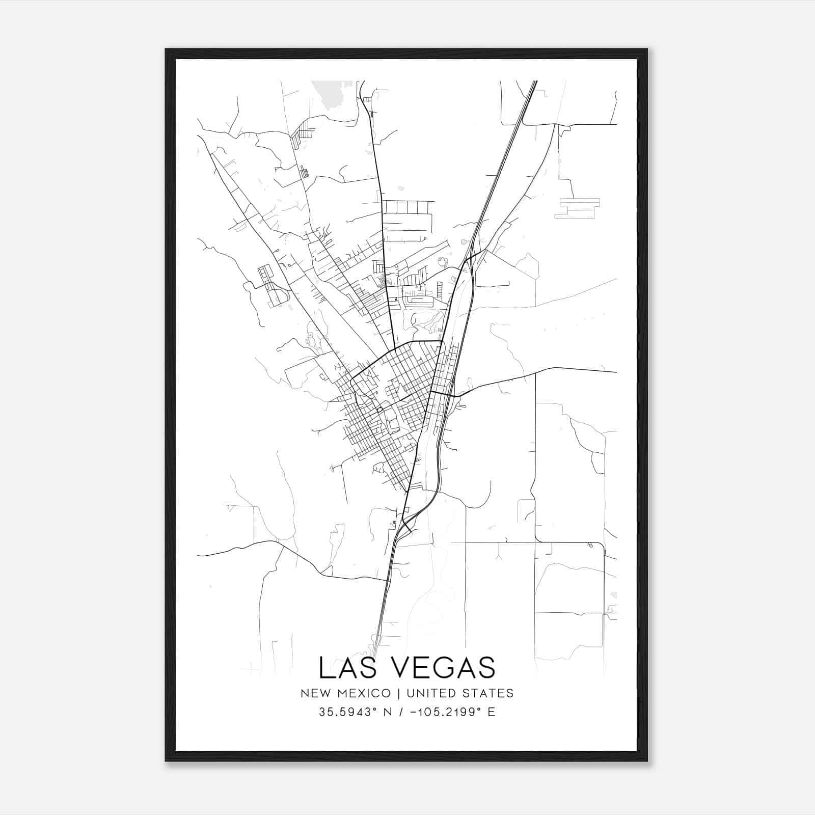 Las Vegas New Mexico Map Poster, Modern Home Decor Wall Art Print