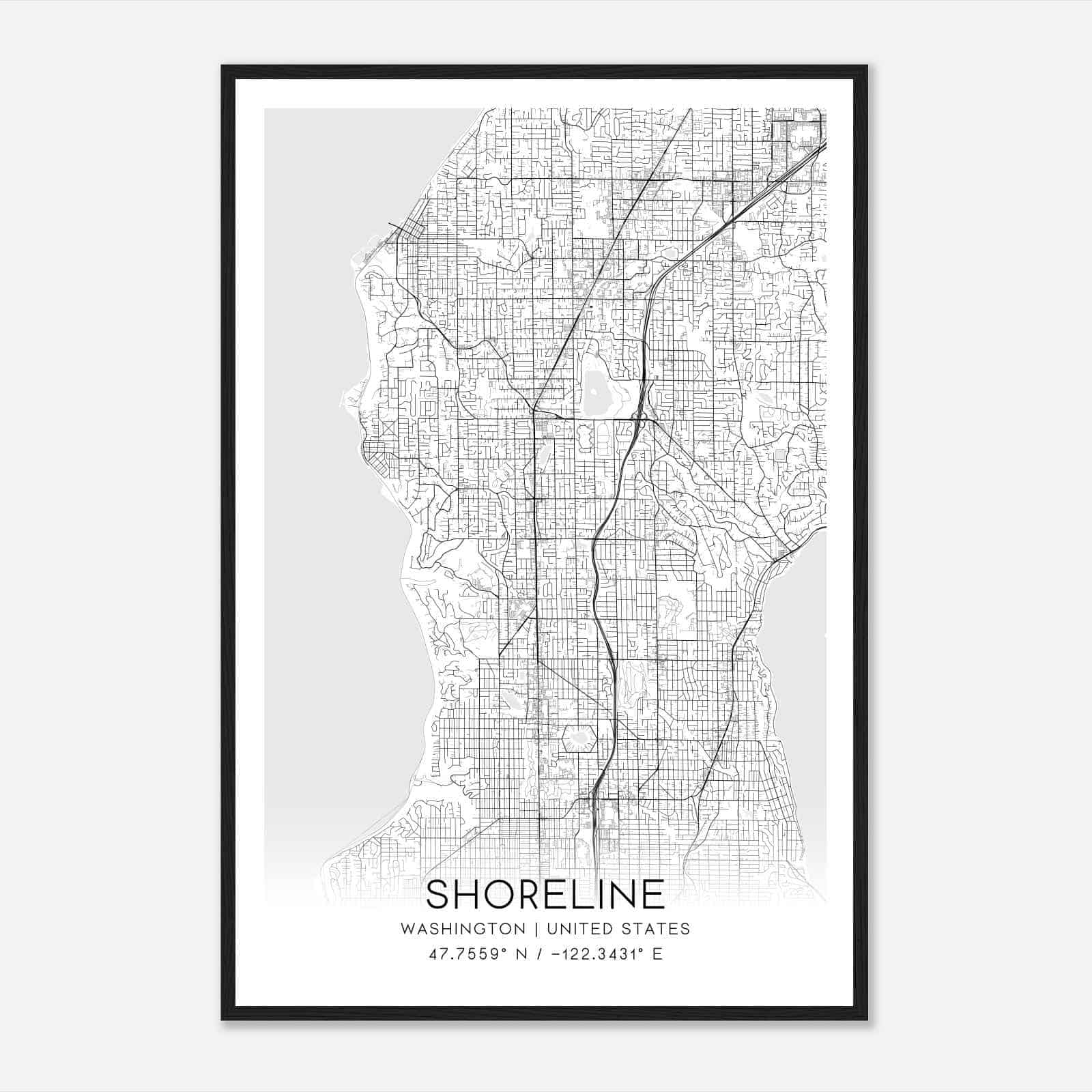 Shoreline Washington Map Poster, Modern Home Decor Wall Art Print Shoreline Washington Map Poster, Modern Home Decor Wall Art Print