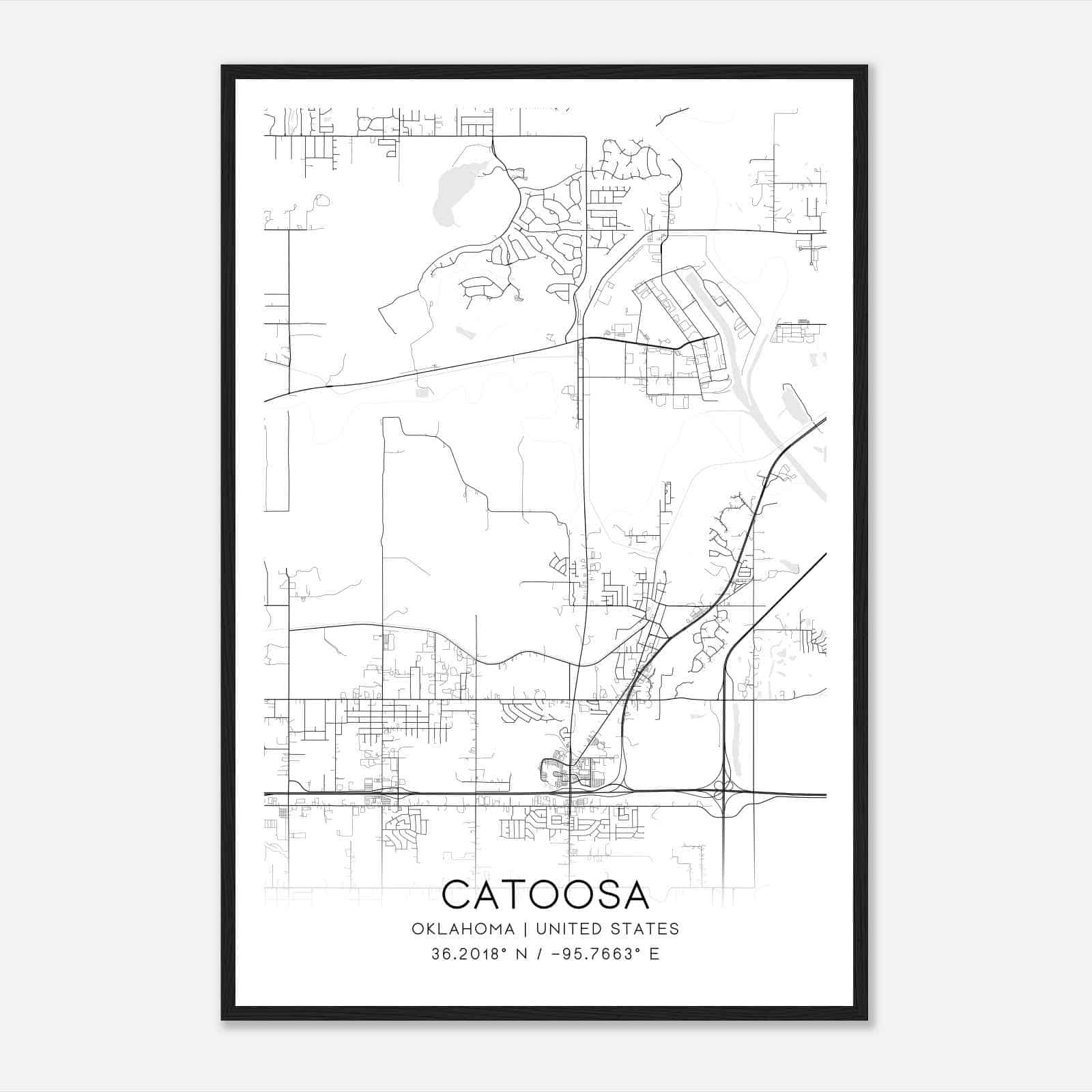 Catoosa Oklahoma Map Poster, Modern Home Decor Wall Art Print