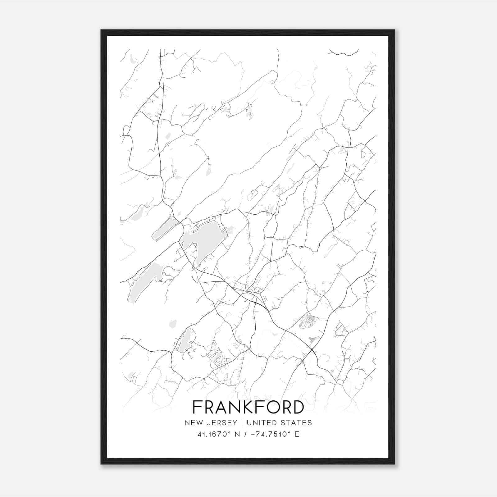 Frankford New Jersey Map Poster, Modern Home Decor Wall Art Print