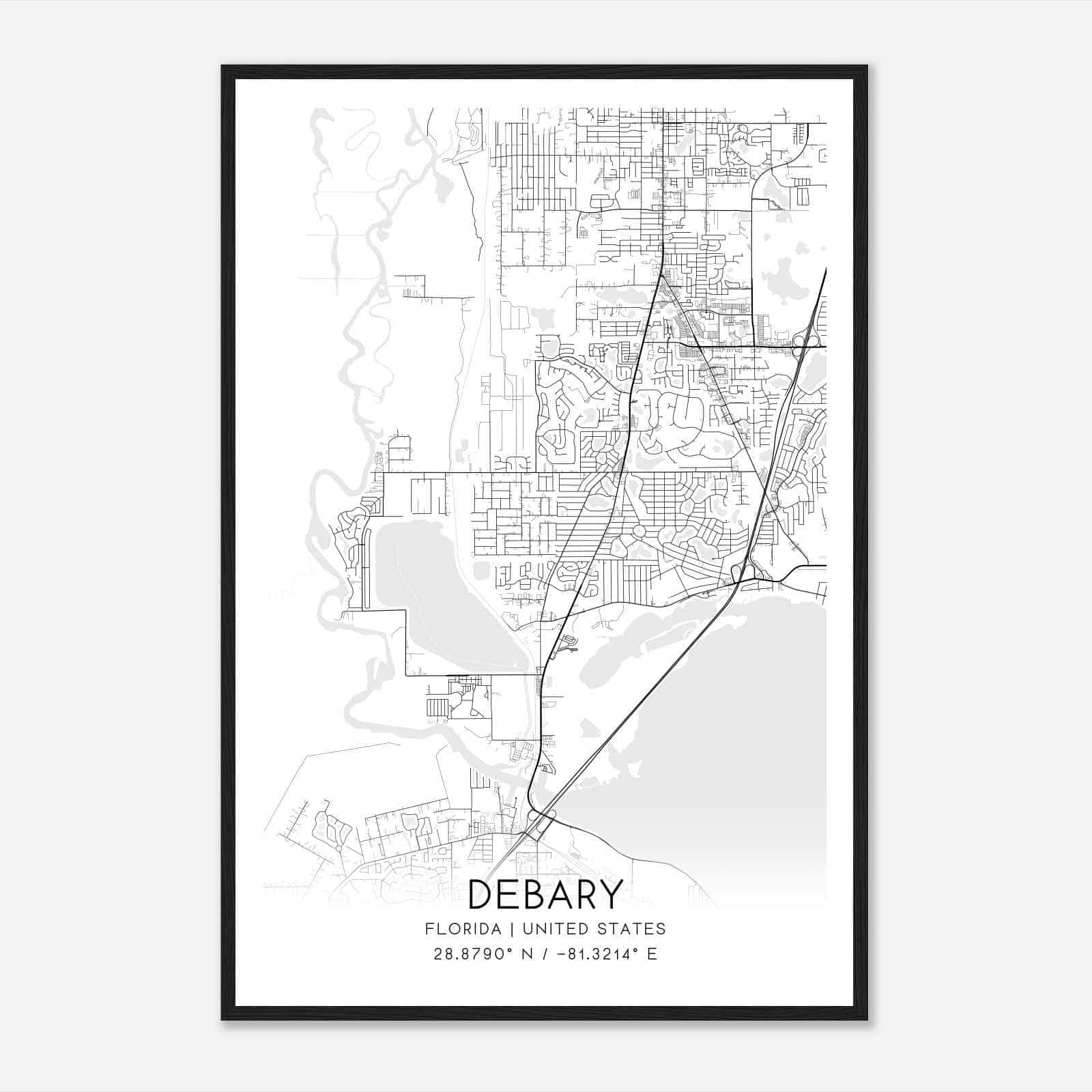 DeBary Florida Map Poster, Modern Home Decor Wall Art Print DeBary Florida Map Poster, Modern Home Decor Wall Art Print
