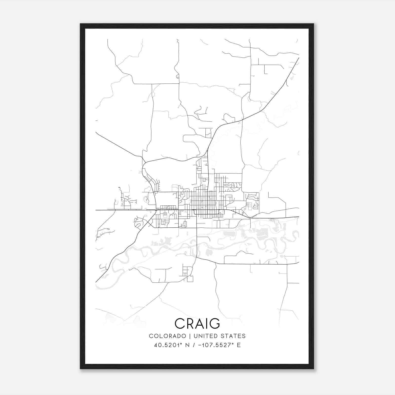 Craig Colorado Map Poster, Modern Home Decor Wall Art Print