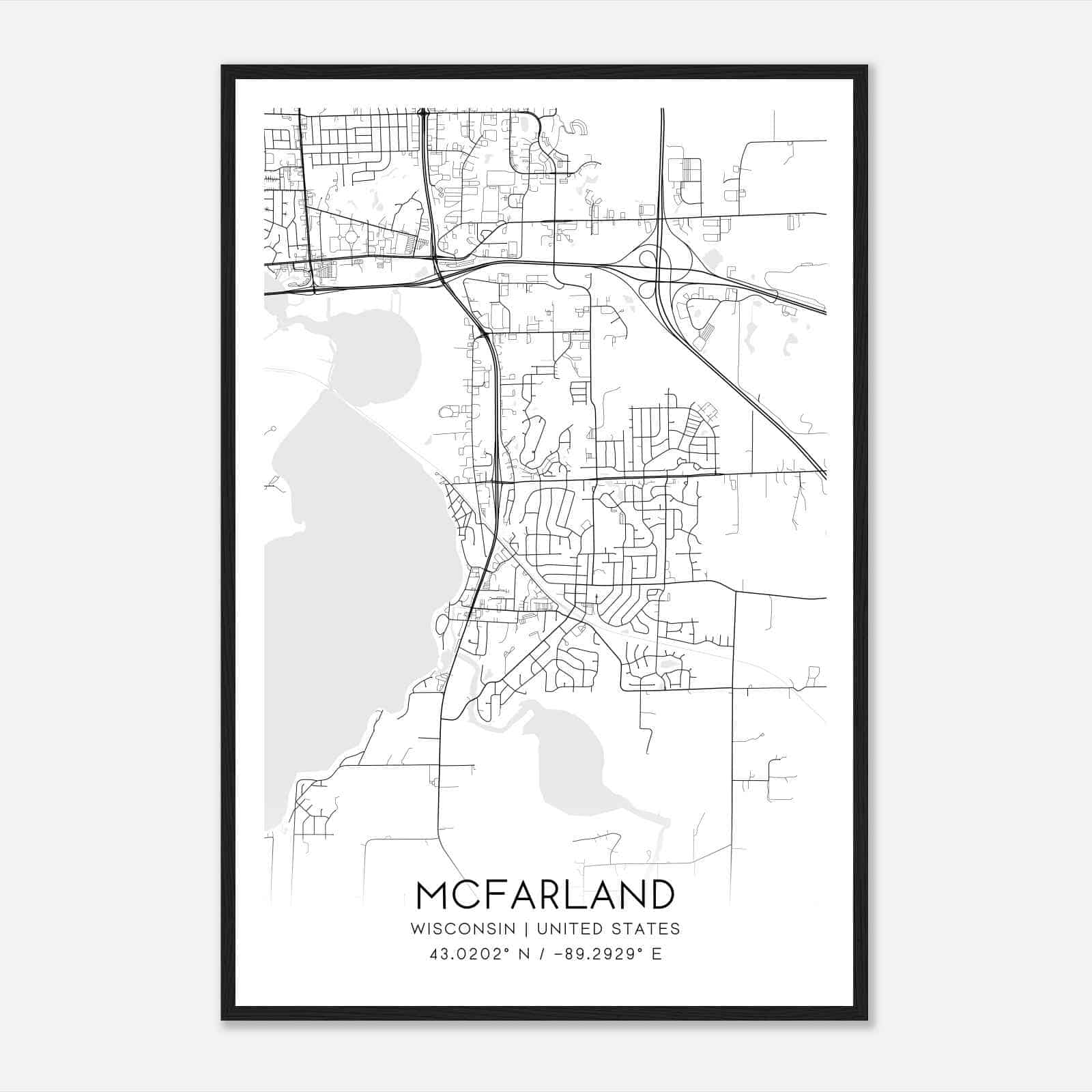 McFarland Wisconsin Map Poster, Modern Home Decor Wall Art Print McFarland Wisconsin Map Poster, Modern Home Decor Wall Art Print