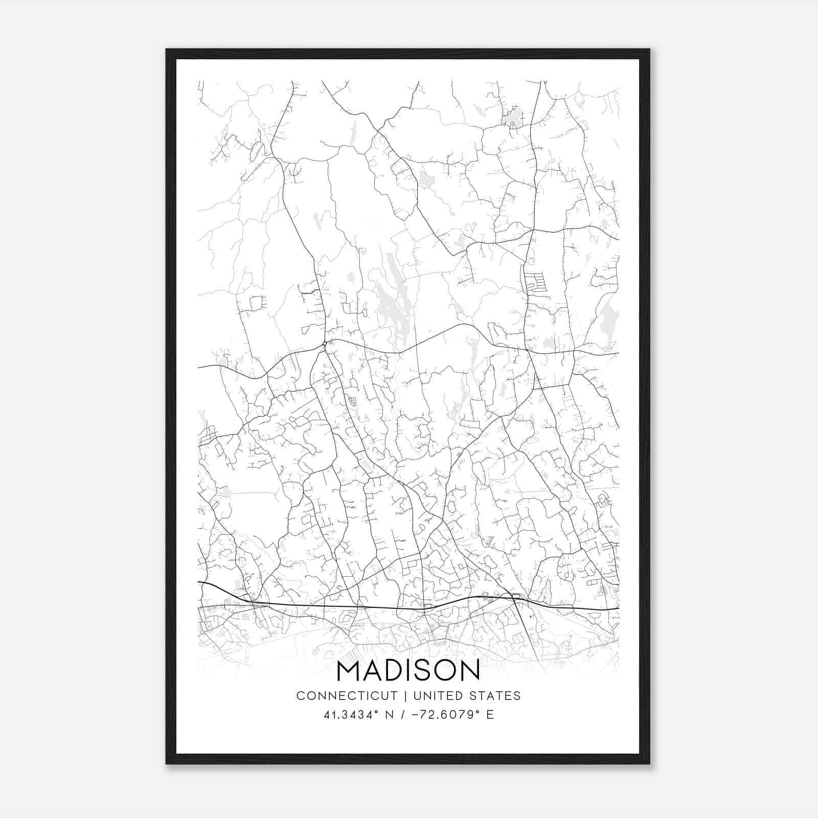 Madison Connecticut Map Poster, Modern Home Decor Wall Art Print