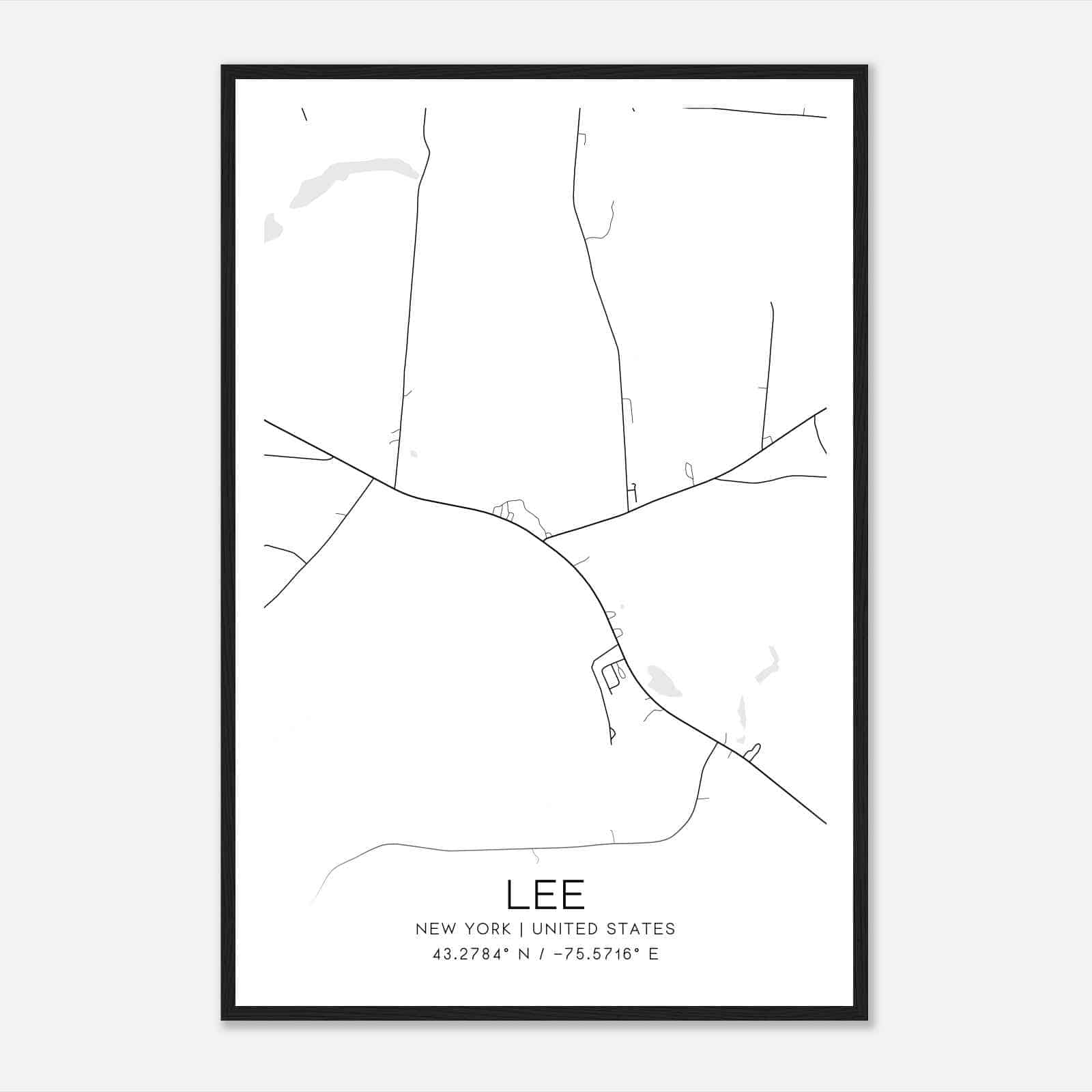 Lee New York Map Poster, Modern Home Decor Wall Art Print