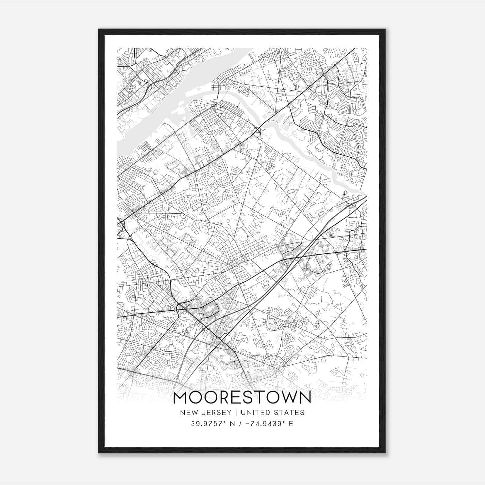 Moorestown New Jersey Map Poster, Modern Home Decor Wall Art Print