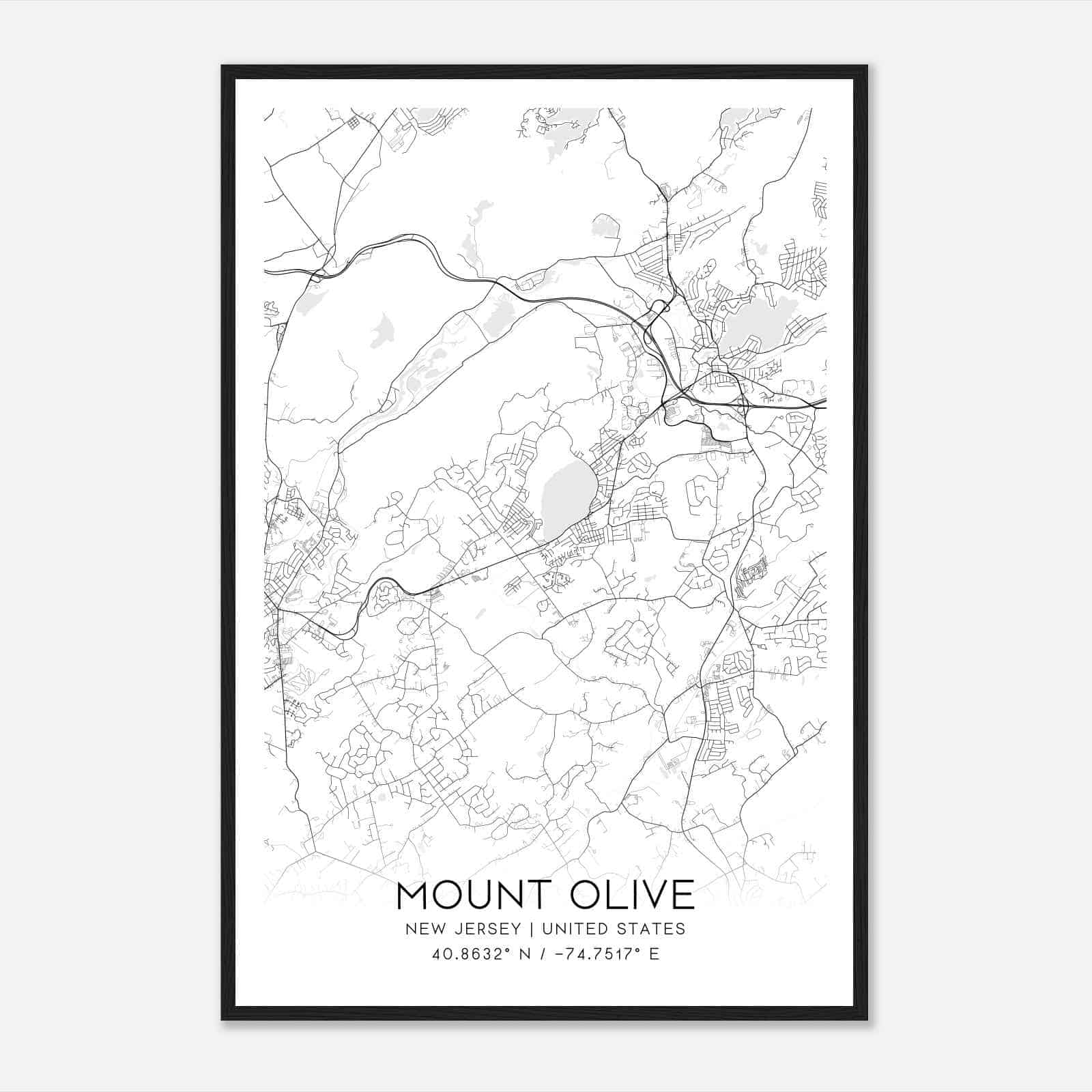 Mount Olive New Jersey Map Poster, Modern Home Decor Wall Art Print