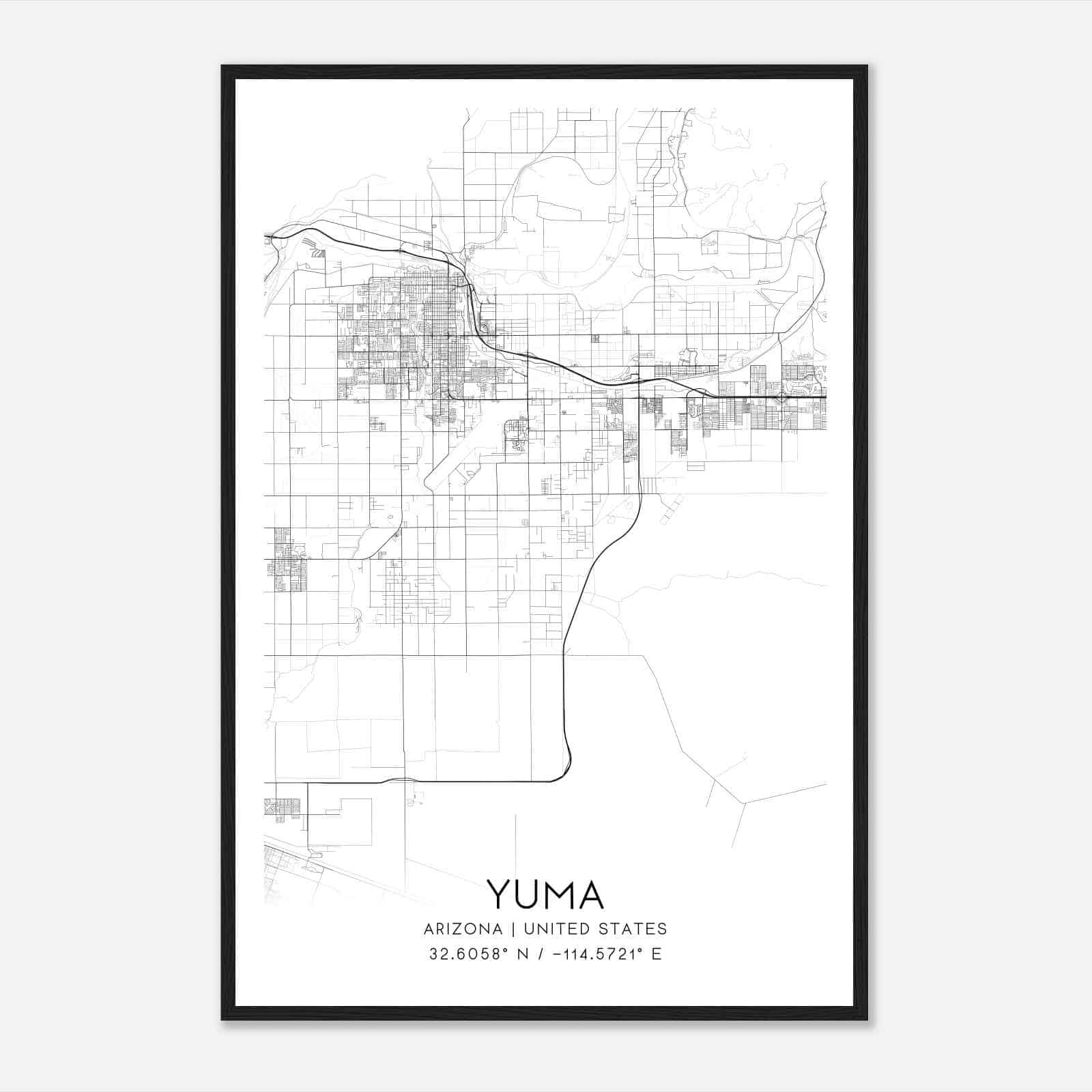 Yuma Arizona Map Poster, Modern Home Decor Wall Art Print