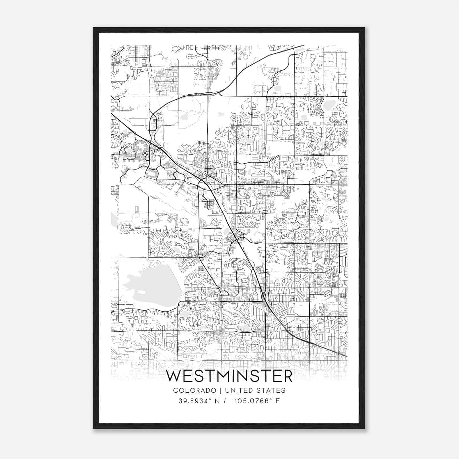 Westminster Colorado Map Poster, Modern Home Decor Wall Art Print