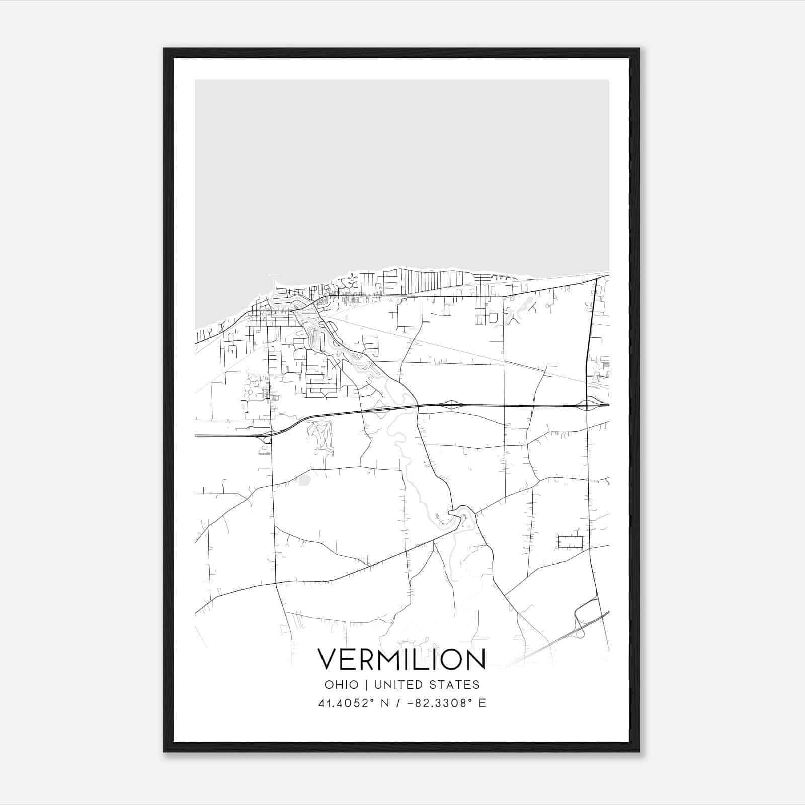 Vermilion Ohio Map Poster, Modern Home Decor Wall Art Print Vermilion Ohio Map Poster, Modern Home Decor Wall Art Print