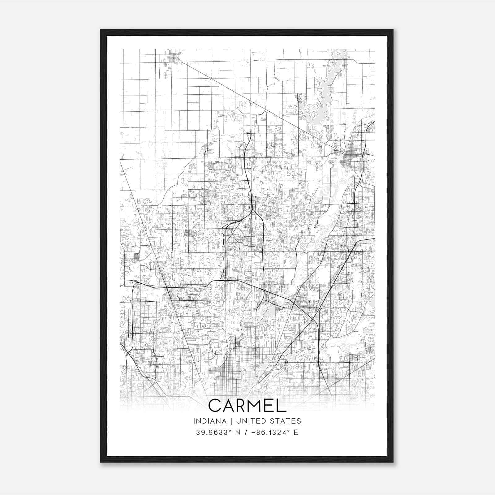 Carmel Indiana Map Poster, Modern Home Decor Wall Art Print