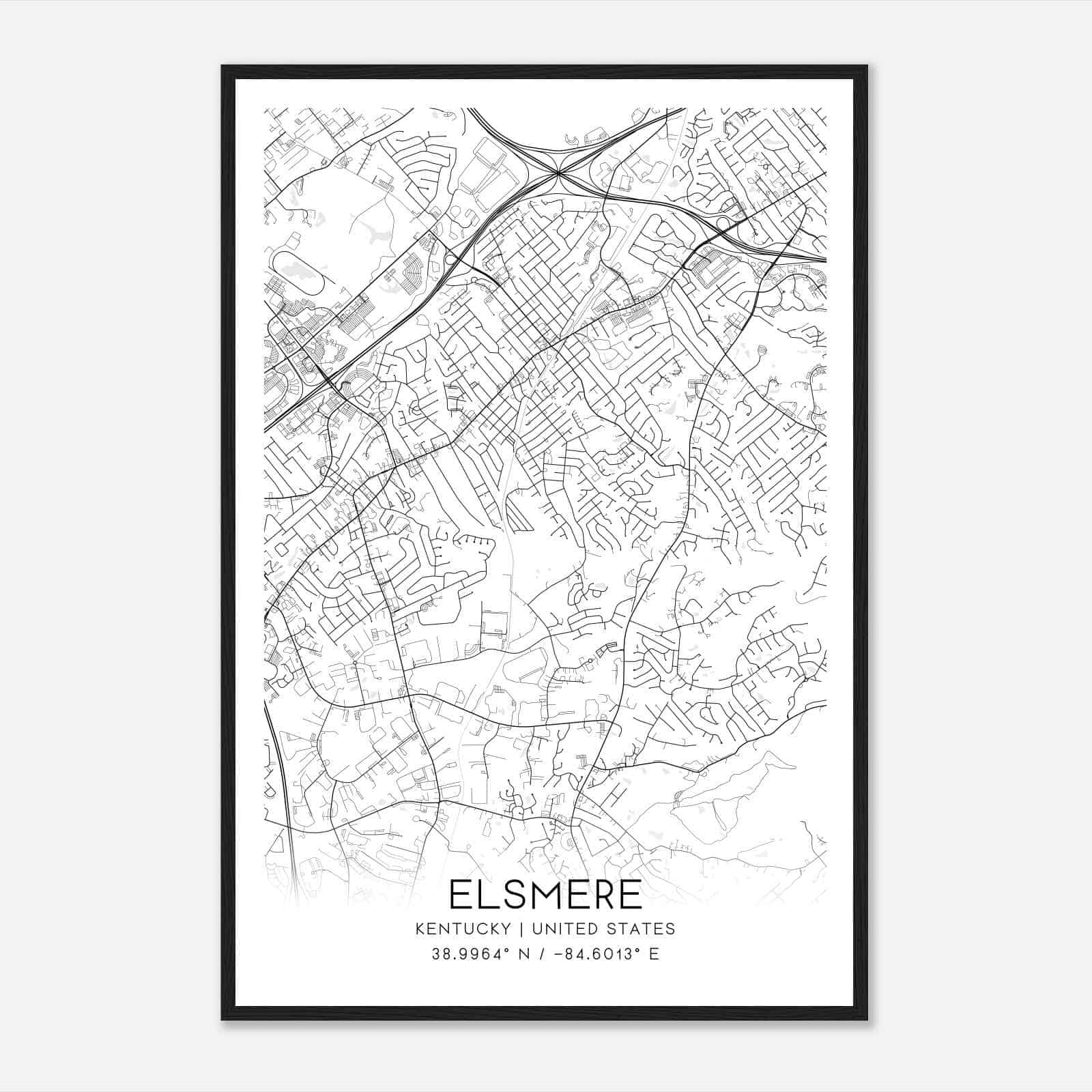 Elsmere Kentucky Map Poster, Modern Home Decor Wall Art Print