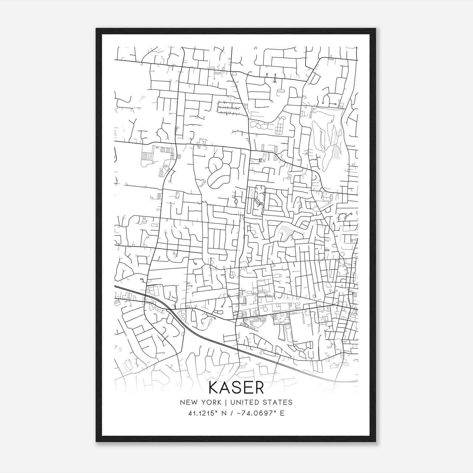 Kaser New York Map Poster, Modern Home Decor Wall Art Print