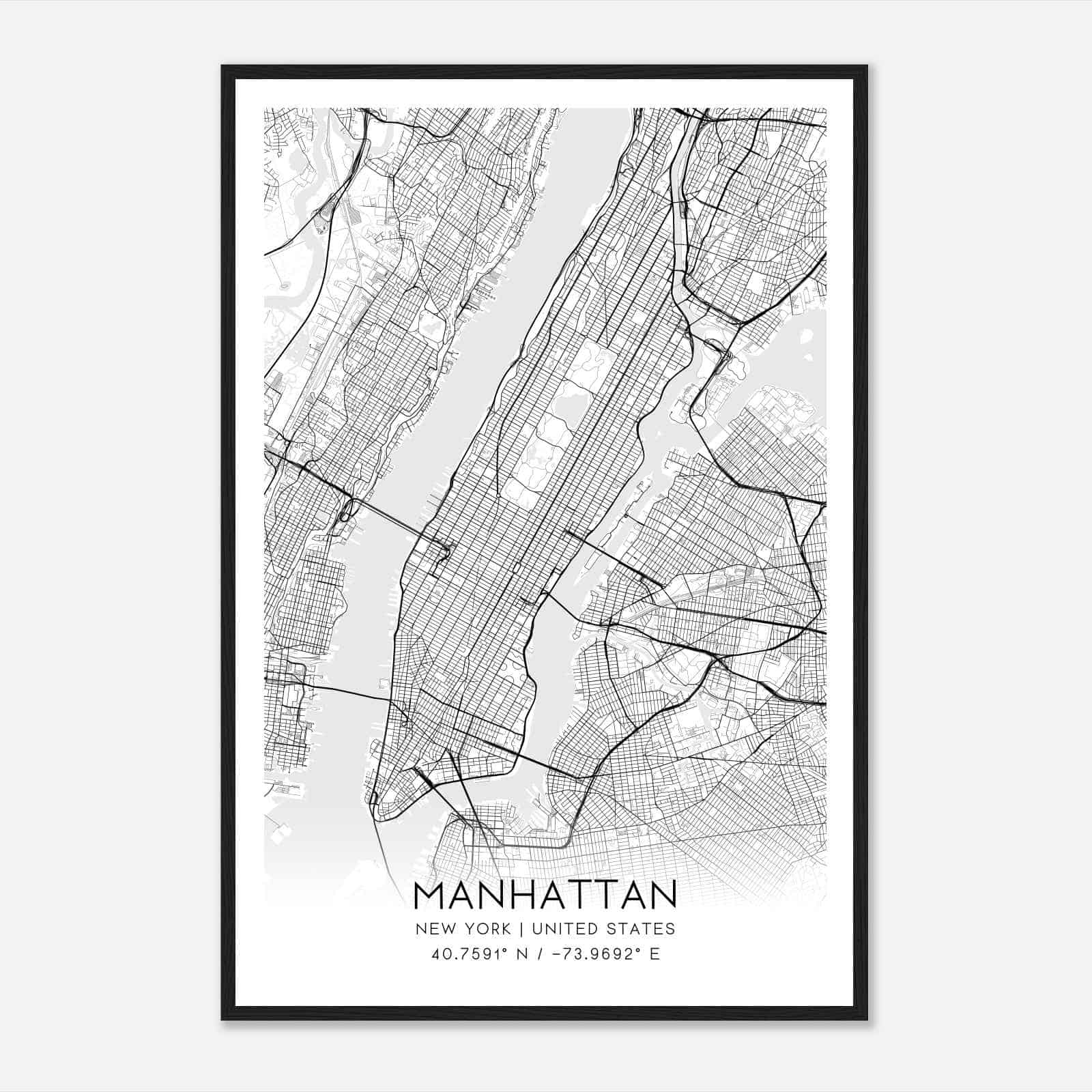 Manhattan New York Map Poster, Modern Home Decor Wall Art Print