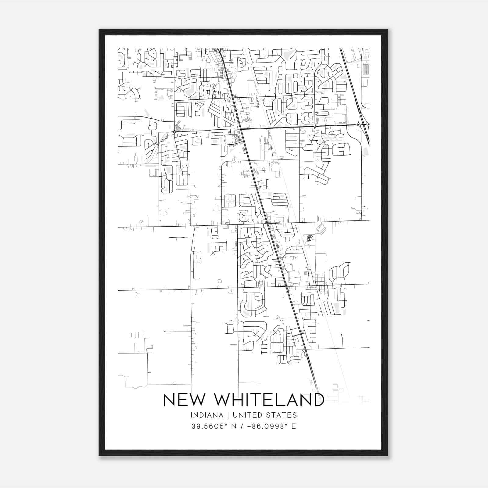 New Whiteland Indiana Map Poster, Modern Home Decor Wall Art Print New Whiteland Indiana Map Poster, Modern Home Decor Wall Art Print