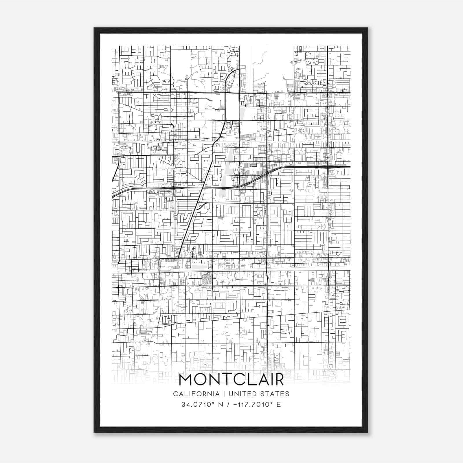 Montclair California Map Poster, Modern Home Decor Wall Art Print Montclair California Map Poster, Modern Home Decor Wall Art Print
