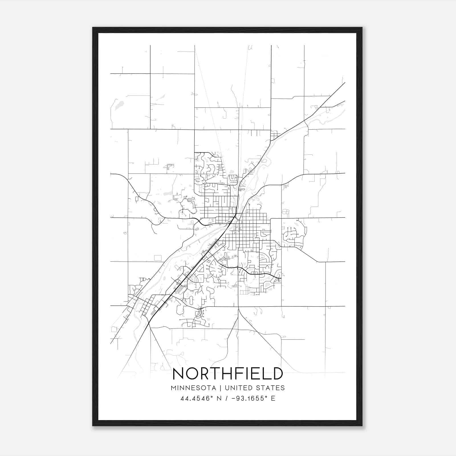 Northfield Minnesota Map Poster, Modern Home Decor Wall Art Print