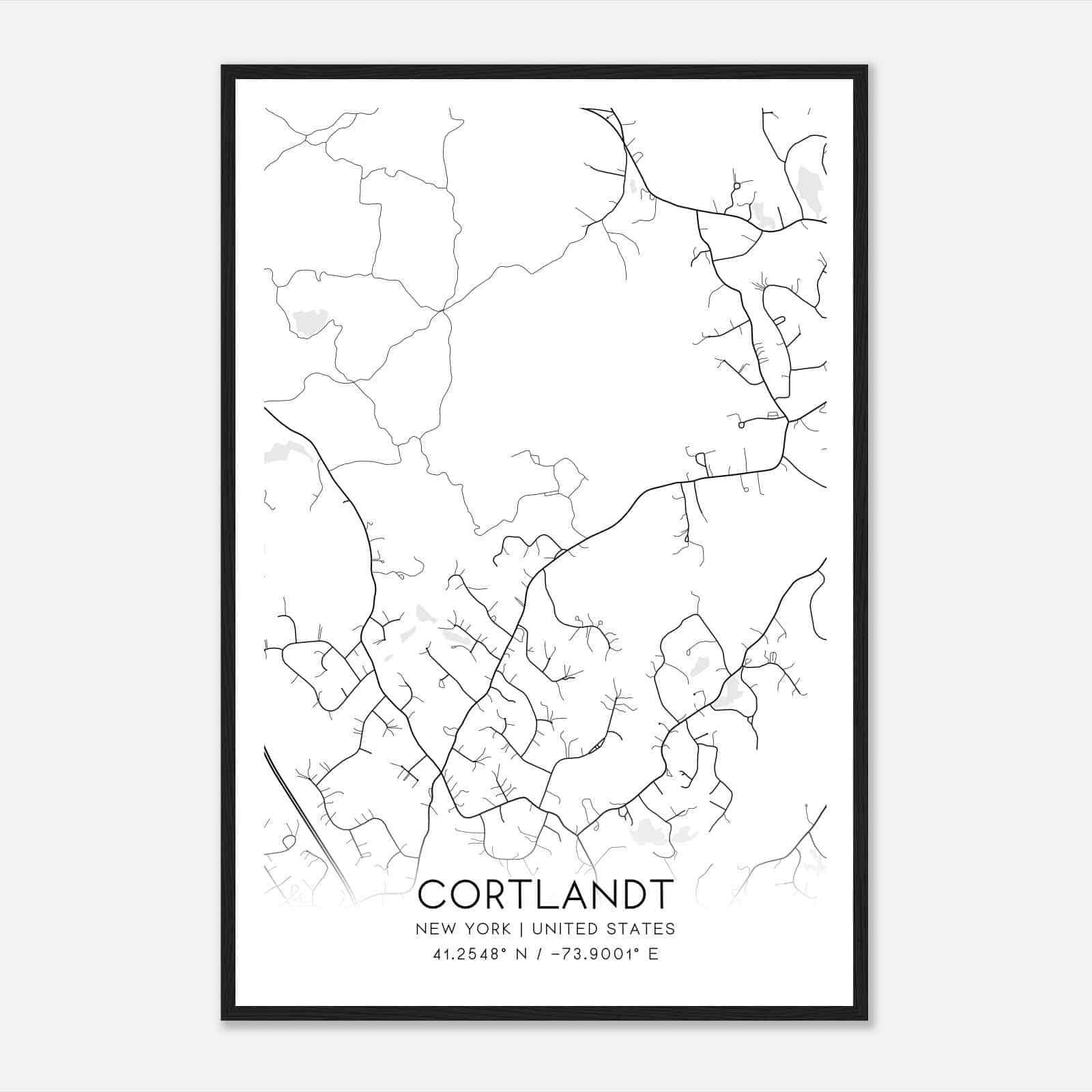 Cortlandt New York Map Poster, Modern Home Decor Wall Art Print