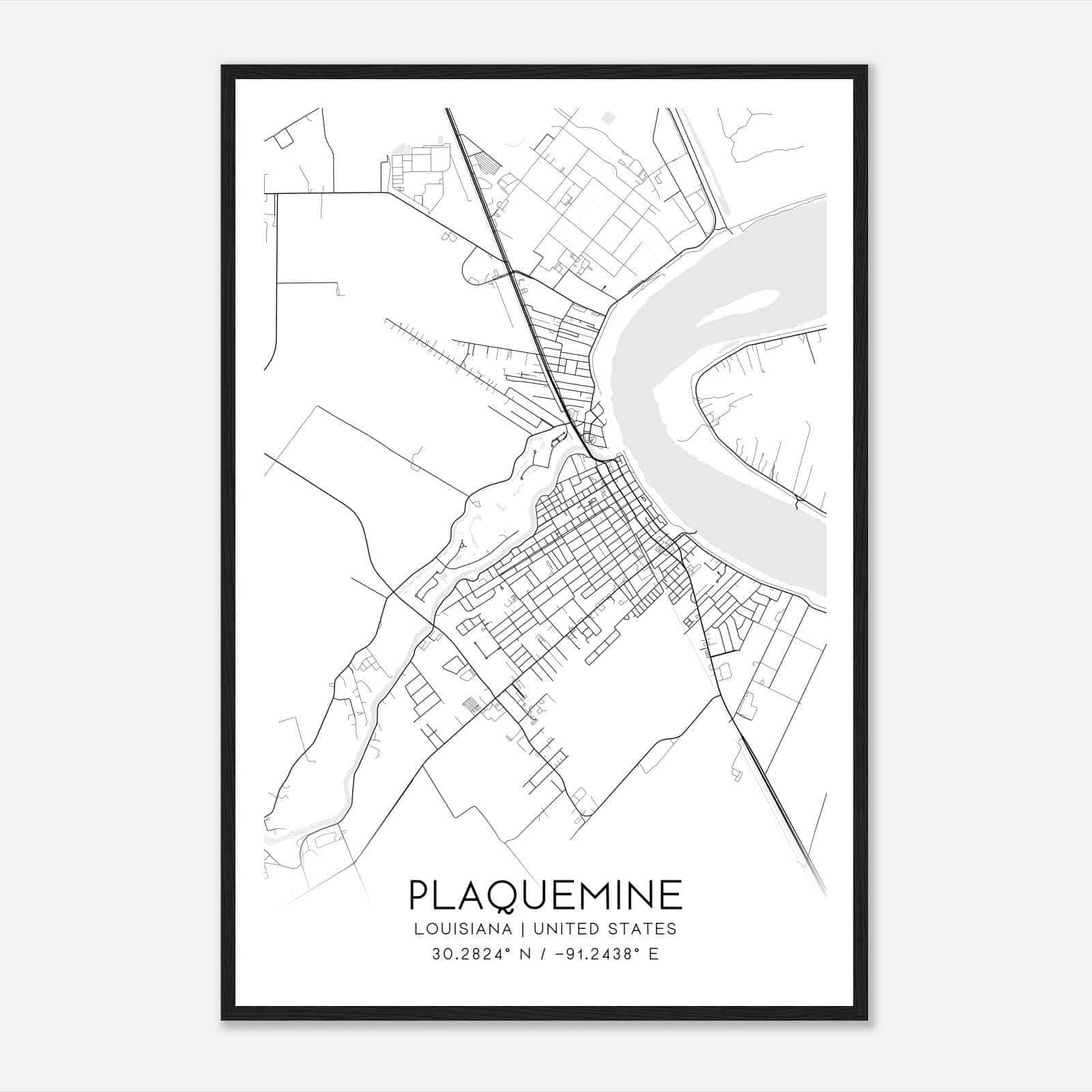 Plaquemine Louisiana Map Poster, Modern Home Decor Wall Art Print Plaquemine Louisiana Map Poster, Modern Home Decor Wall Art Print