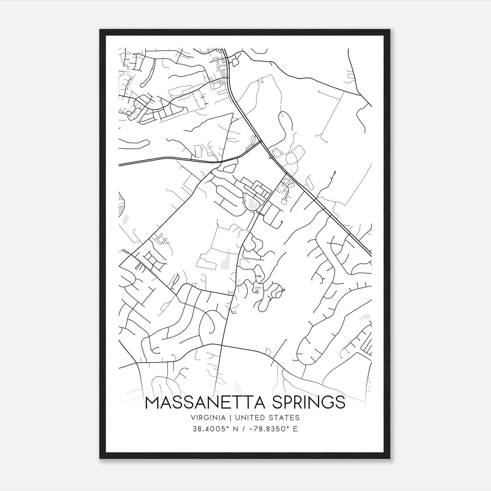 Massanetta Springs Virginia Map Poster, Modern Home Decor Wall Art Print