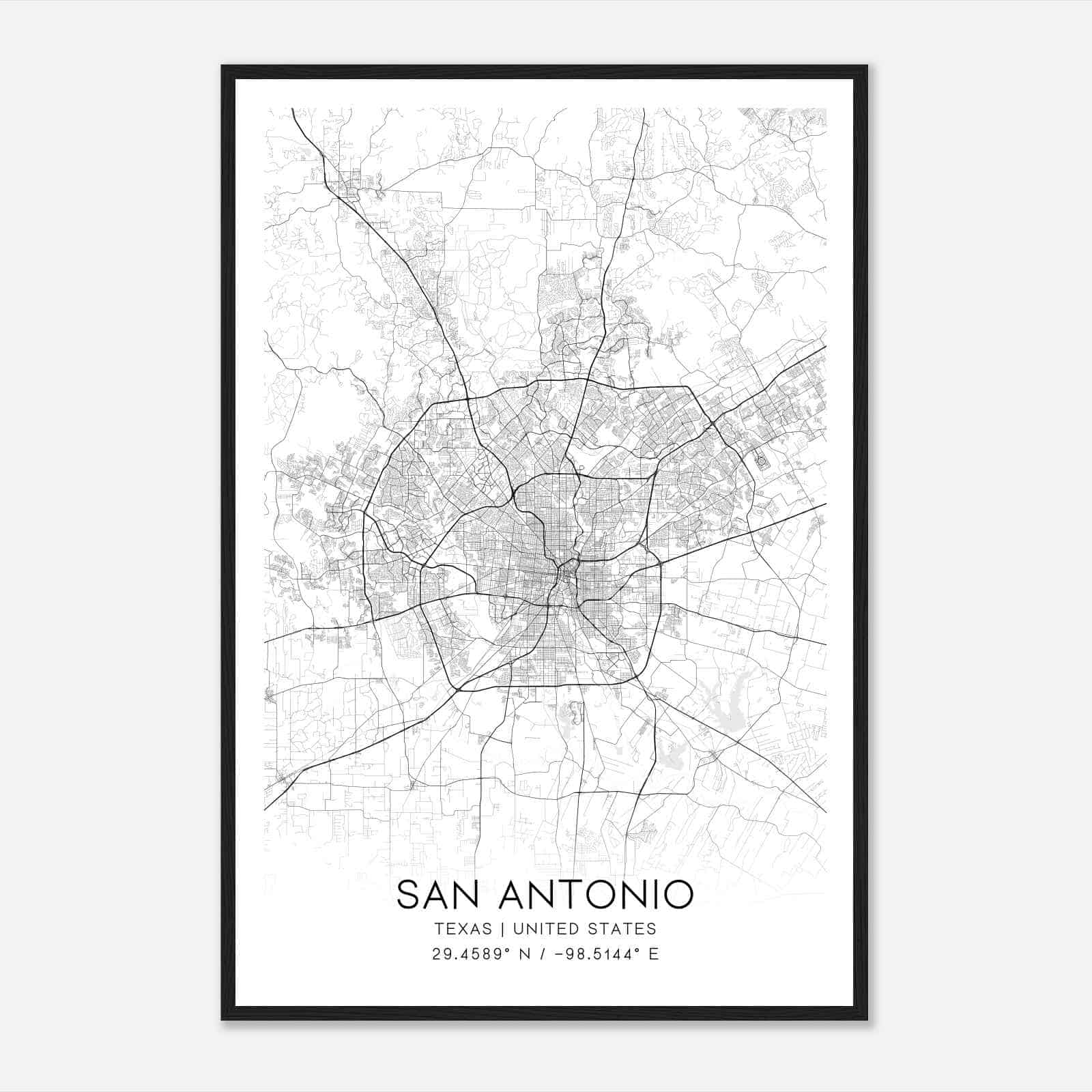 San Antonio Texas Map Poster, Modern Home Decor Wall Art Print San Antonio Texas Map Poster, Modern Home Decor Wall Art Print