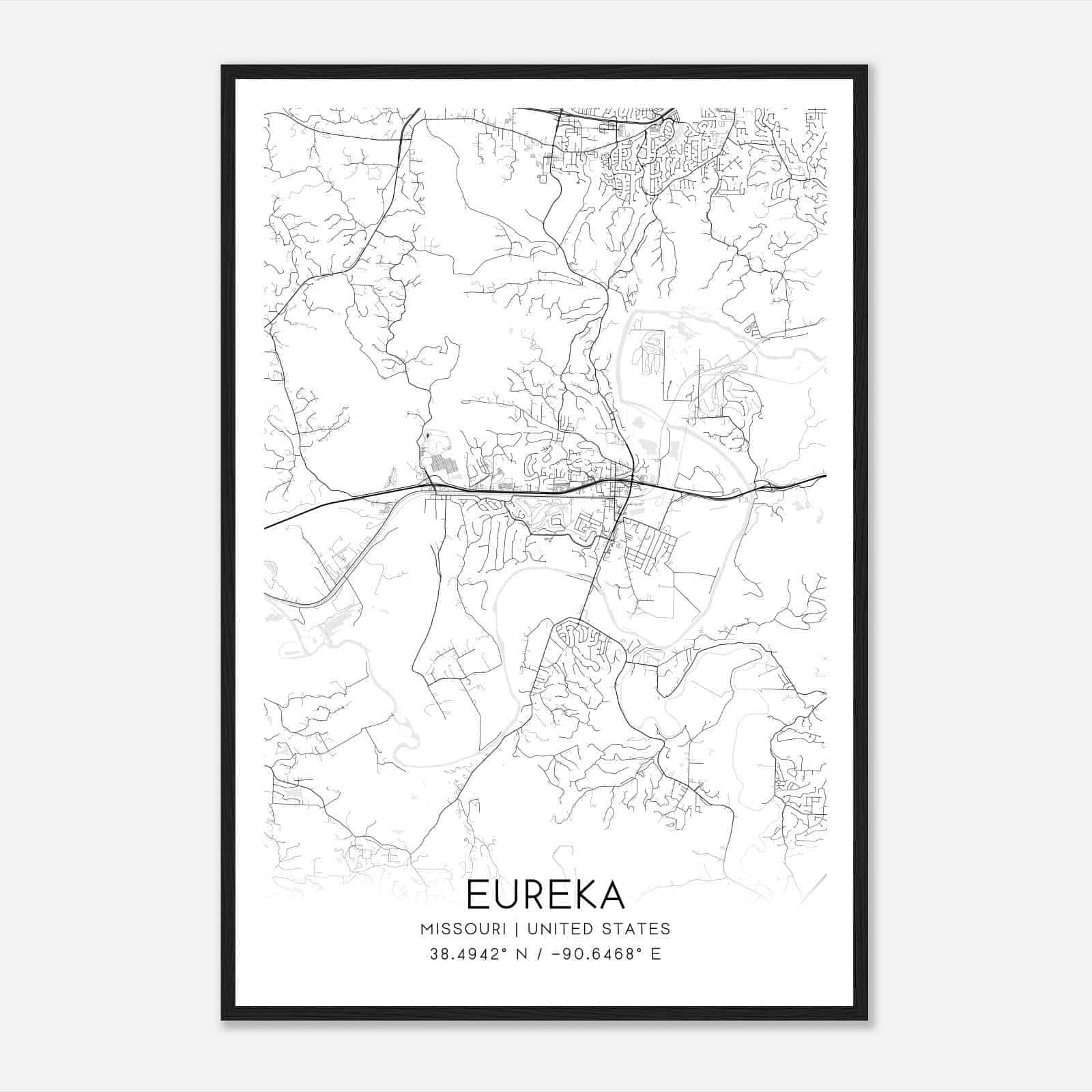 Eureka Missouri Map Poster, Modern Home Decor Wall Art Print